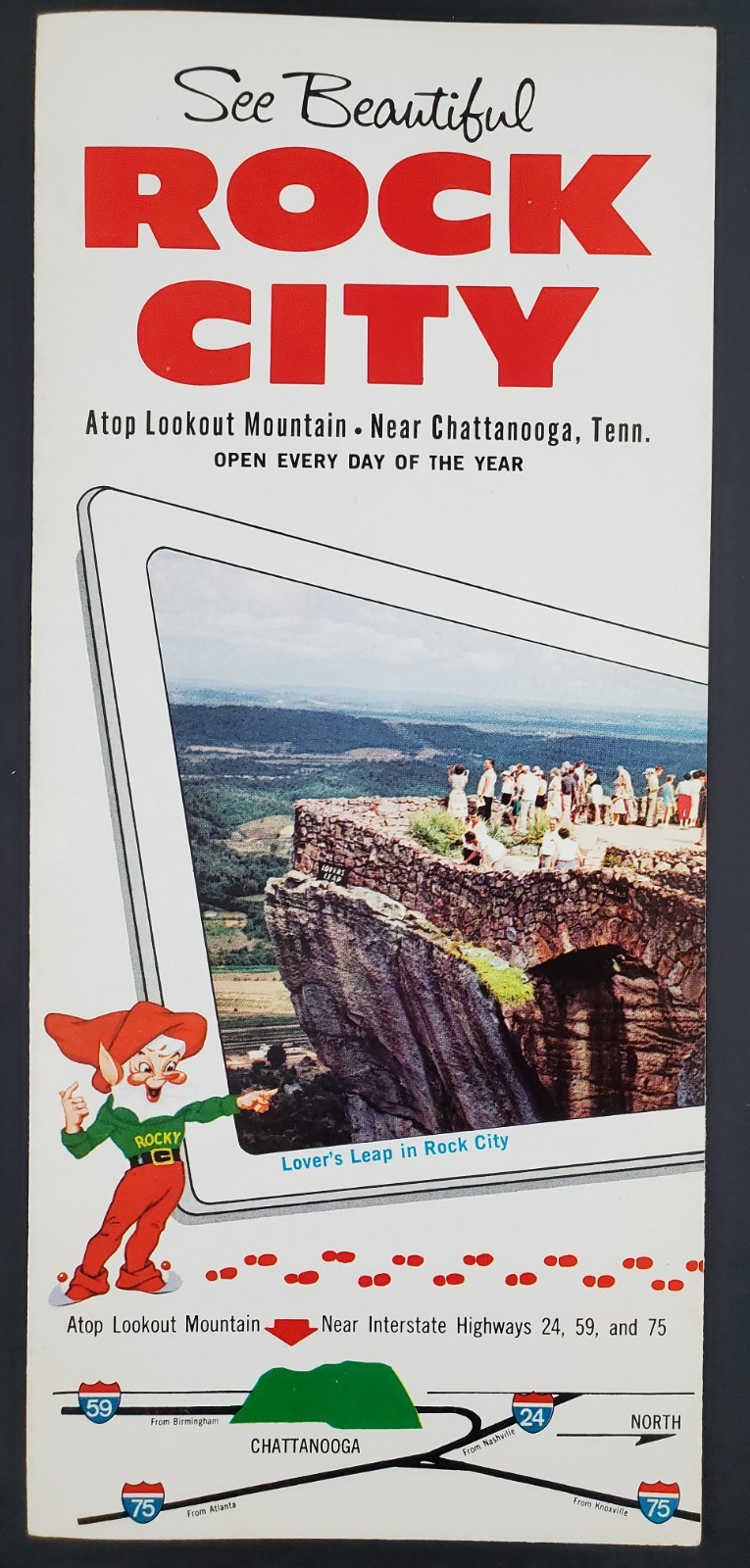1970s Rock City Lookout Mountain GA Chattanooga TN Rocky Vintage Travel Brochure