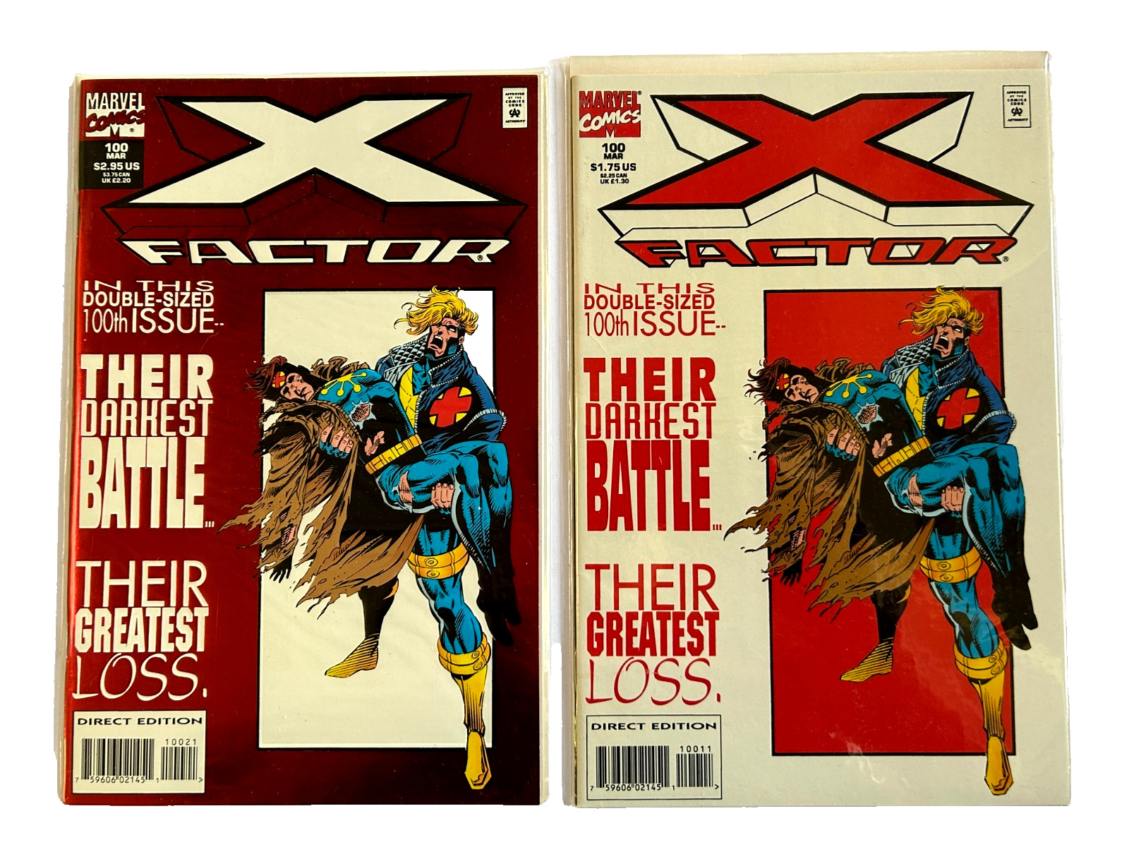 X-FACTOR #100 - The RED FOIL VARIANT & The-STANDARD EDITION (Marvel  1994)