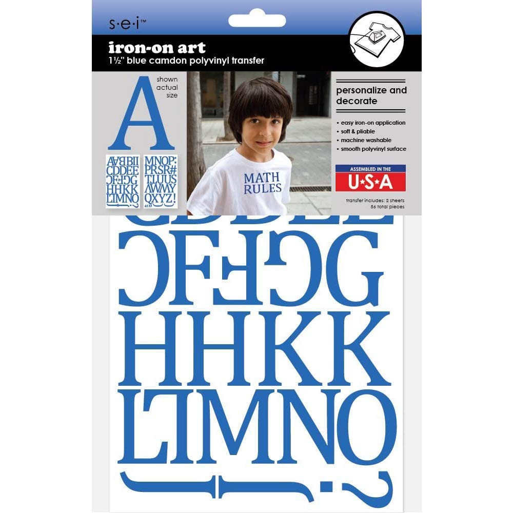 S.E.I 1.5-Inch Iron-on T-Shirt Letters, Camdon Letter Polyvinyl Heat Transfers, 