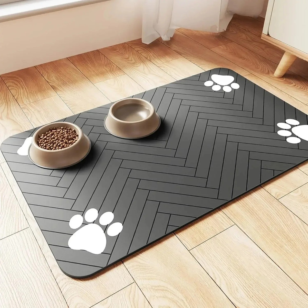 Pet Feeding Mat-Absorbent Pet Placemat Rubber Backing Quick Dry Water Mat