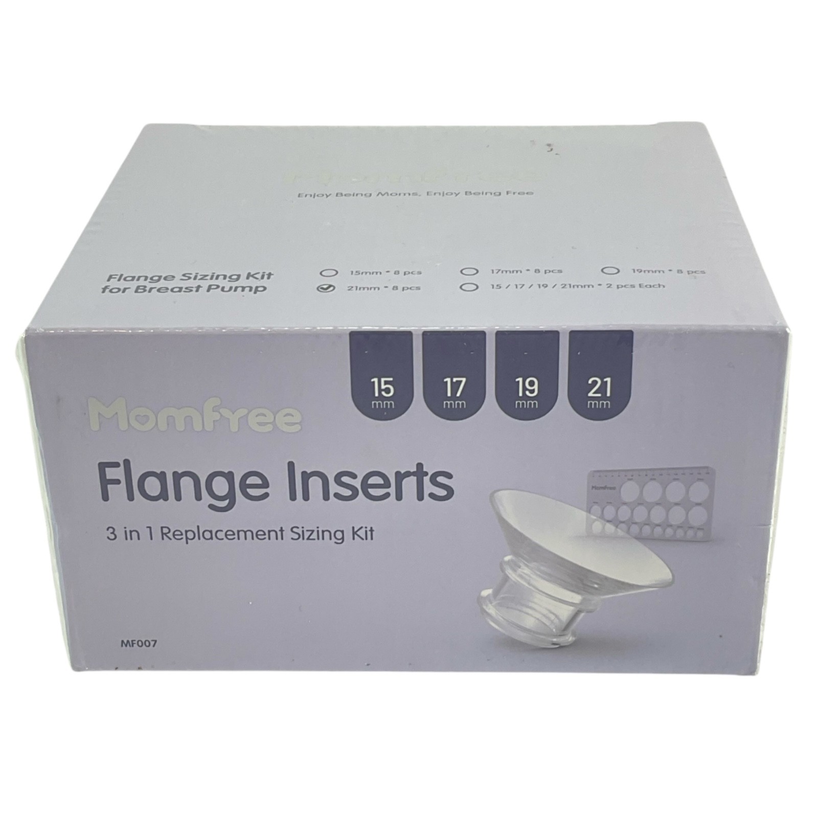 MomFree Flange Insert Sizing Kit For Breast Pump 21mm 8 pcs 3 in 1 Replacement