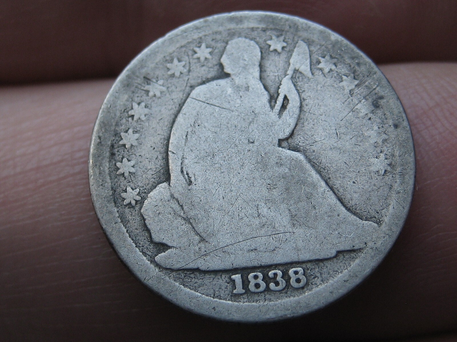 1838 Seated Liberty Dime- Good Details, Partial Drapery