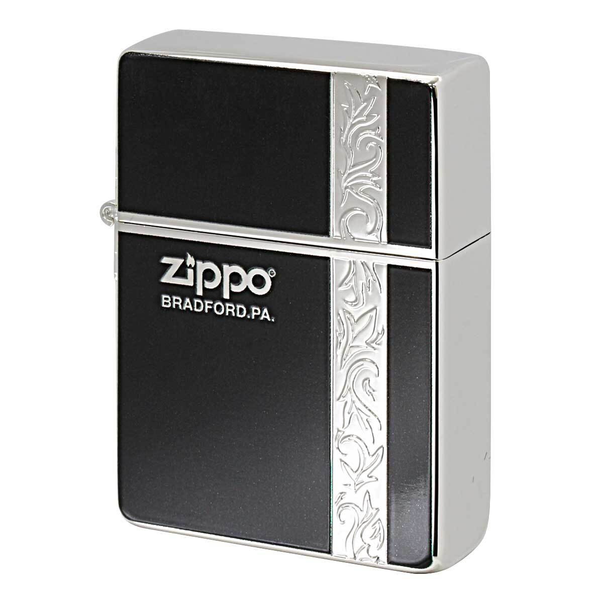 Zippo Lighter 1935 Replica Vertical Arabesque Double Sided Black Used