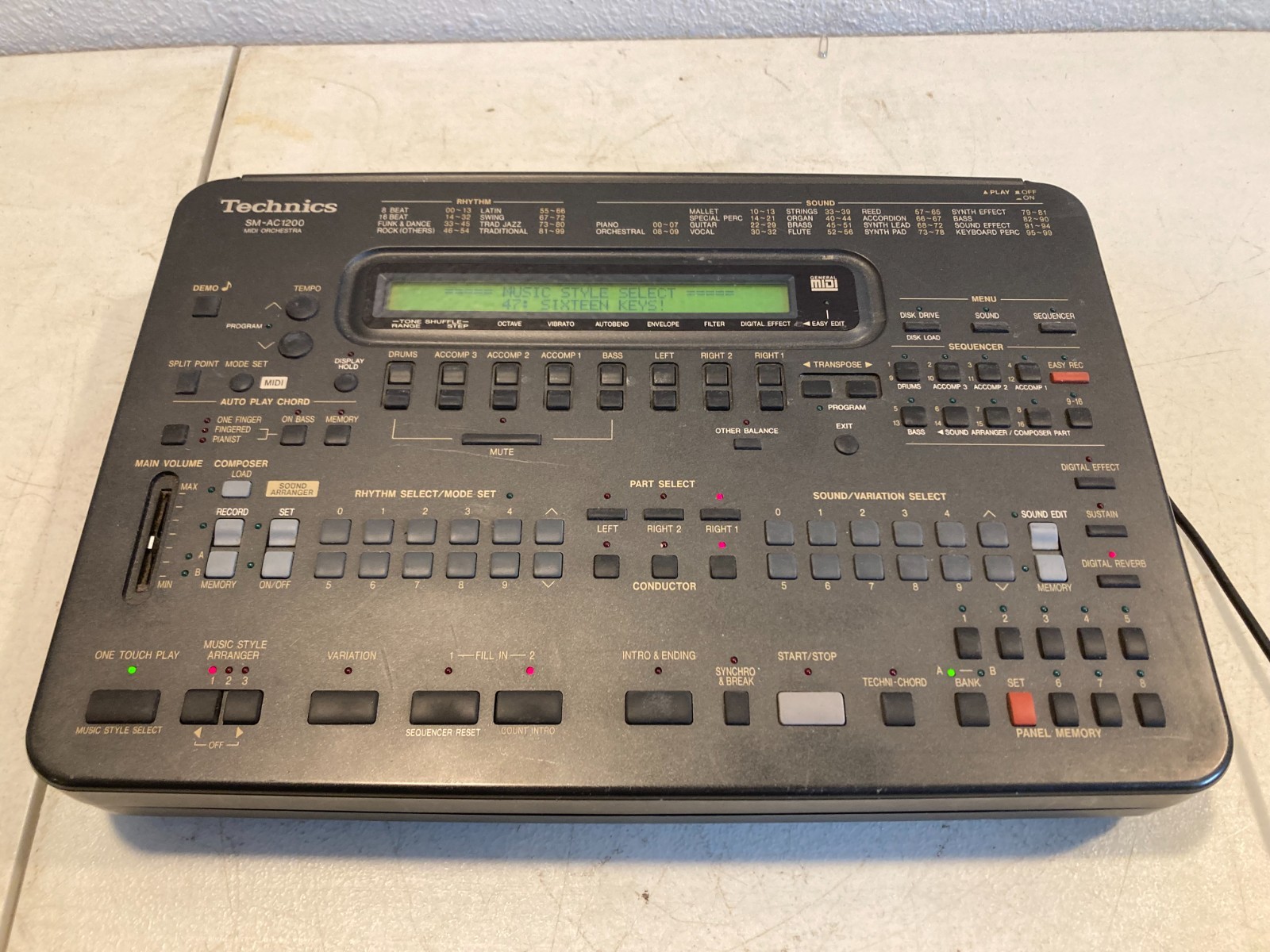 Technics SM-AC1200 MIDI ORCHESTRA Synth Rhythm Vintage Sound Module