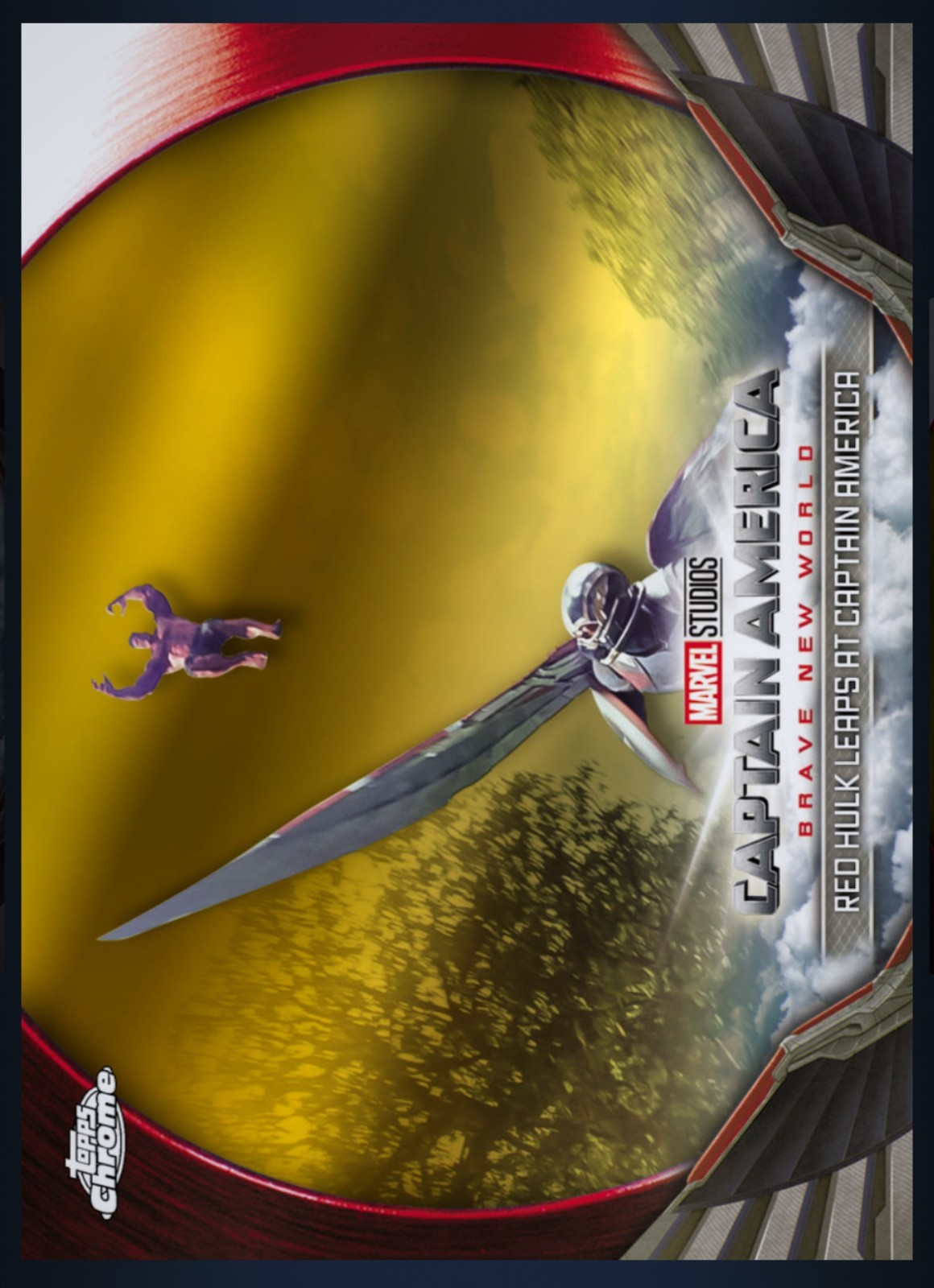 DIGITAL TOPPS MARVEL COLLECT STUDIO CHROME GOLD 50C RED HULK LEAPS CAP AMERICA