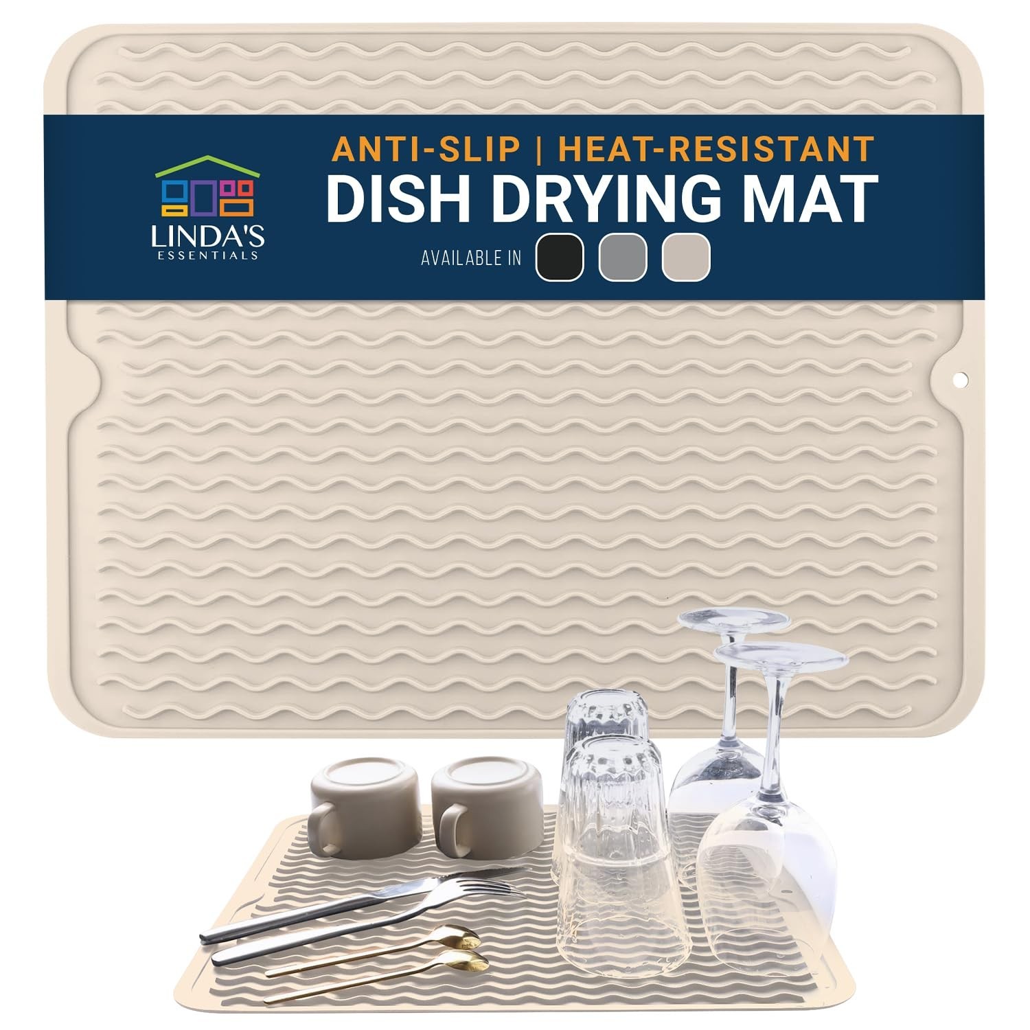 Silicone Dish Drying Mat for Kitchen Counter - Multi-Use 18 x 16 Inch Pad, No...