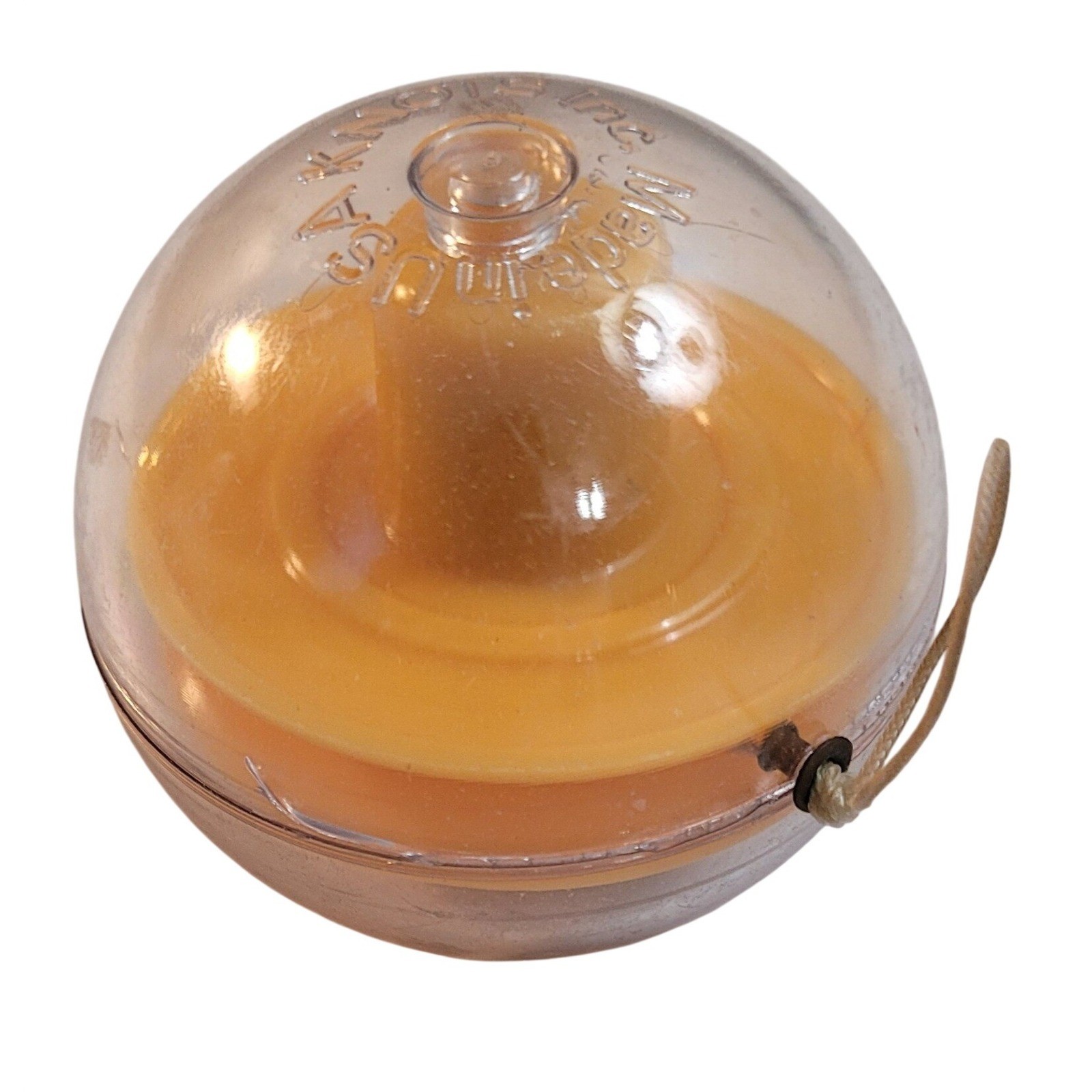 Vintage Knots Inc Yo Ball Toy Clear Orange Made in USA Retro Skill Toy