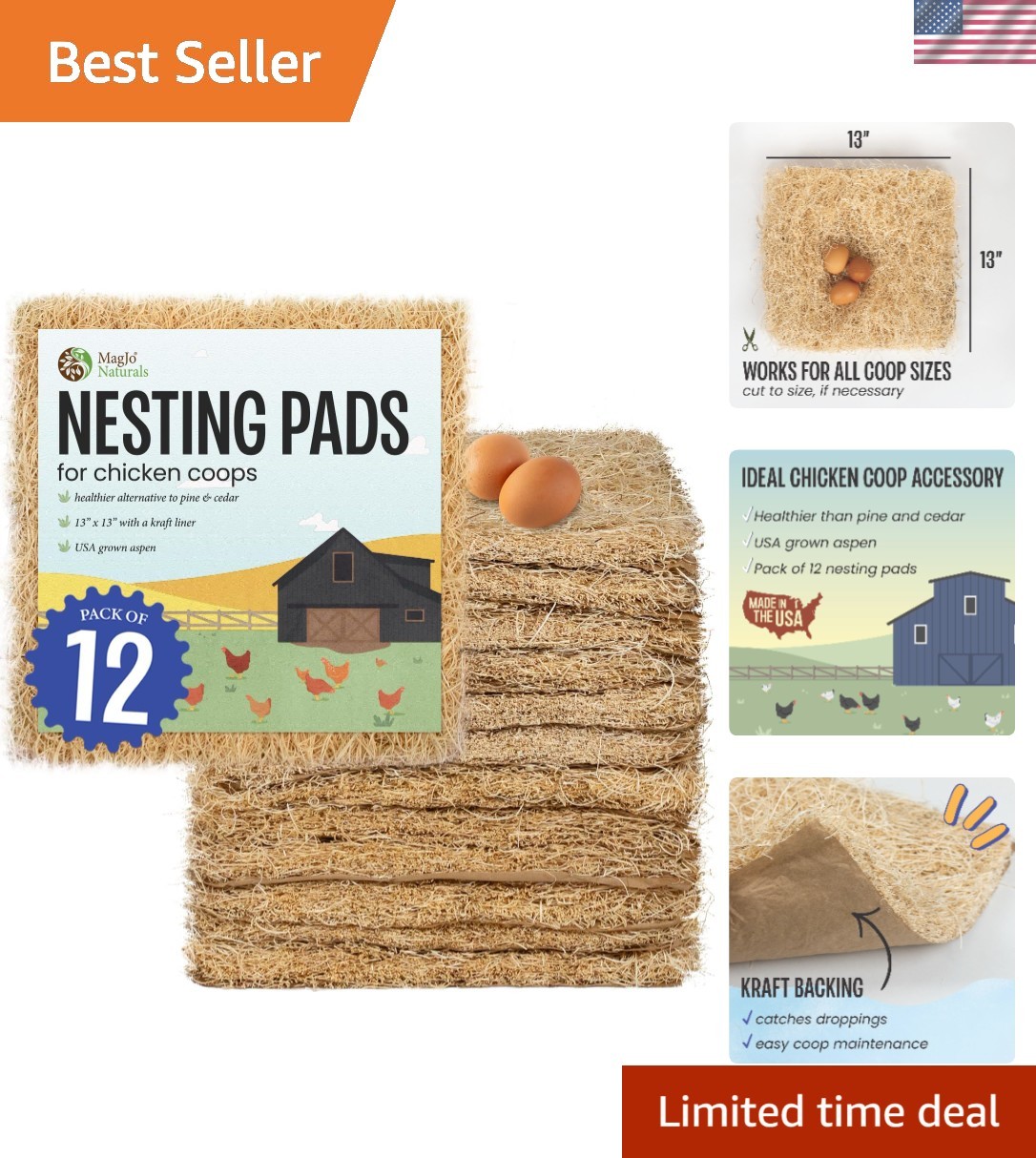 Aspen 12 Pack Excelsior Nesting Liners 12 Pack, Chicken Bedding for Nesting B...