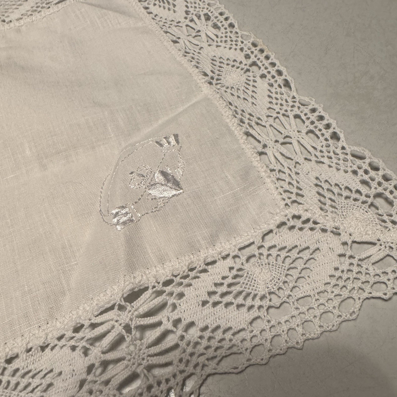 Vintage Embroidered 6 Placemats 17"x 11" Claddagh Irish Friendship Ring Crochet