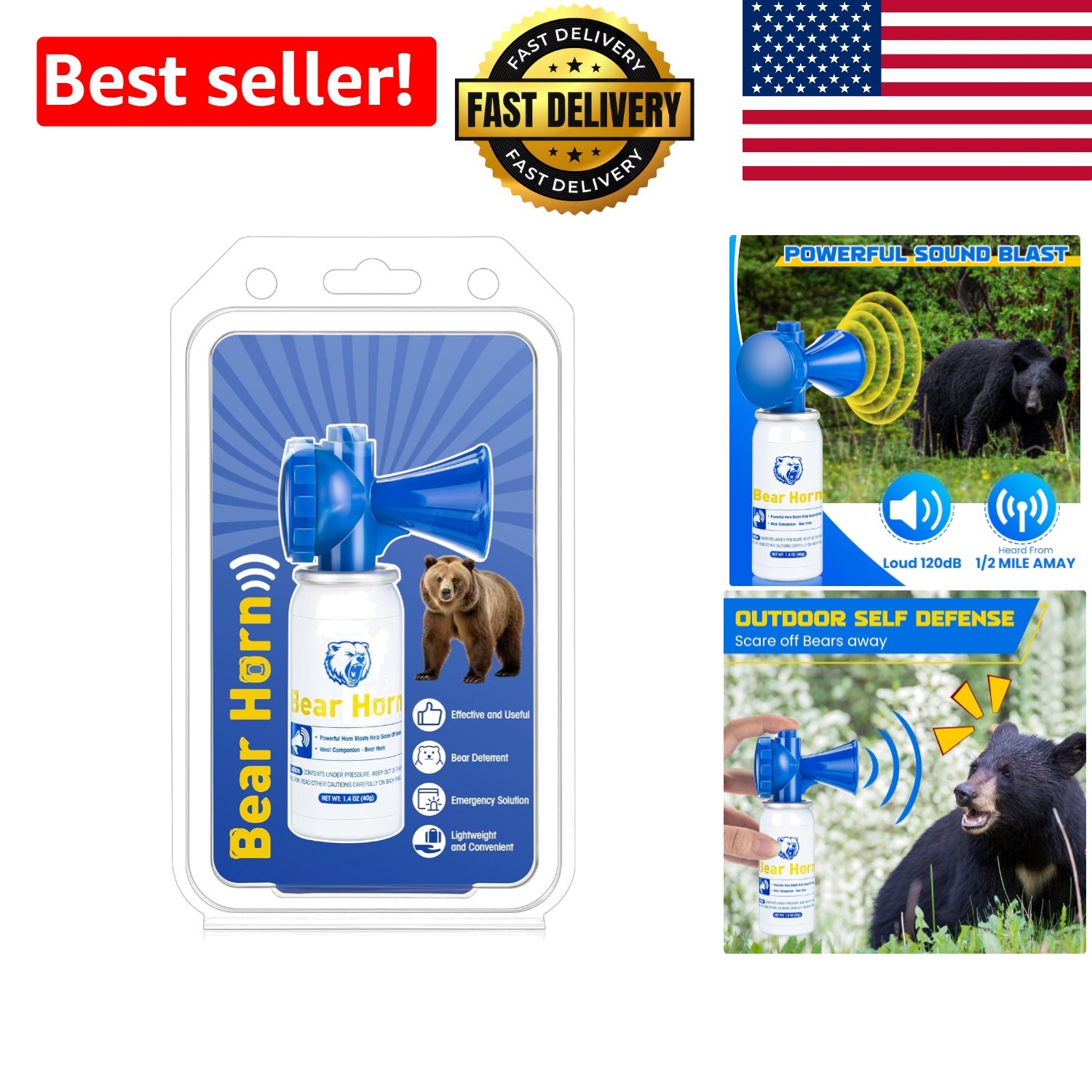 Universal Fit Bear Air Horn - Lightweight Safety Tool for Outdoor Enthusiasts