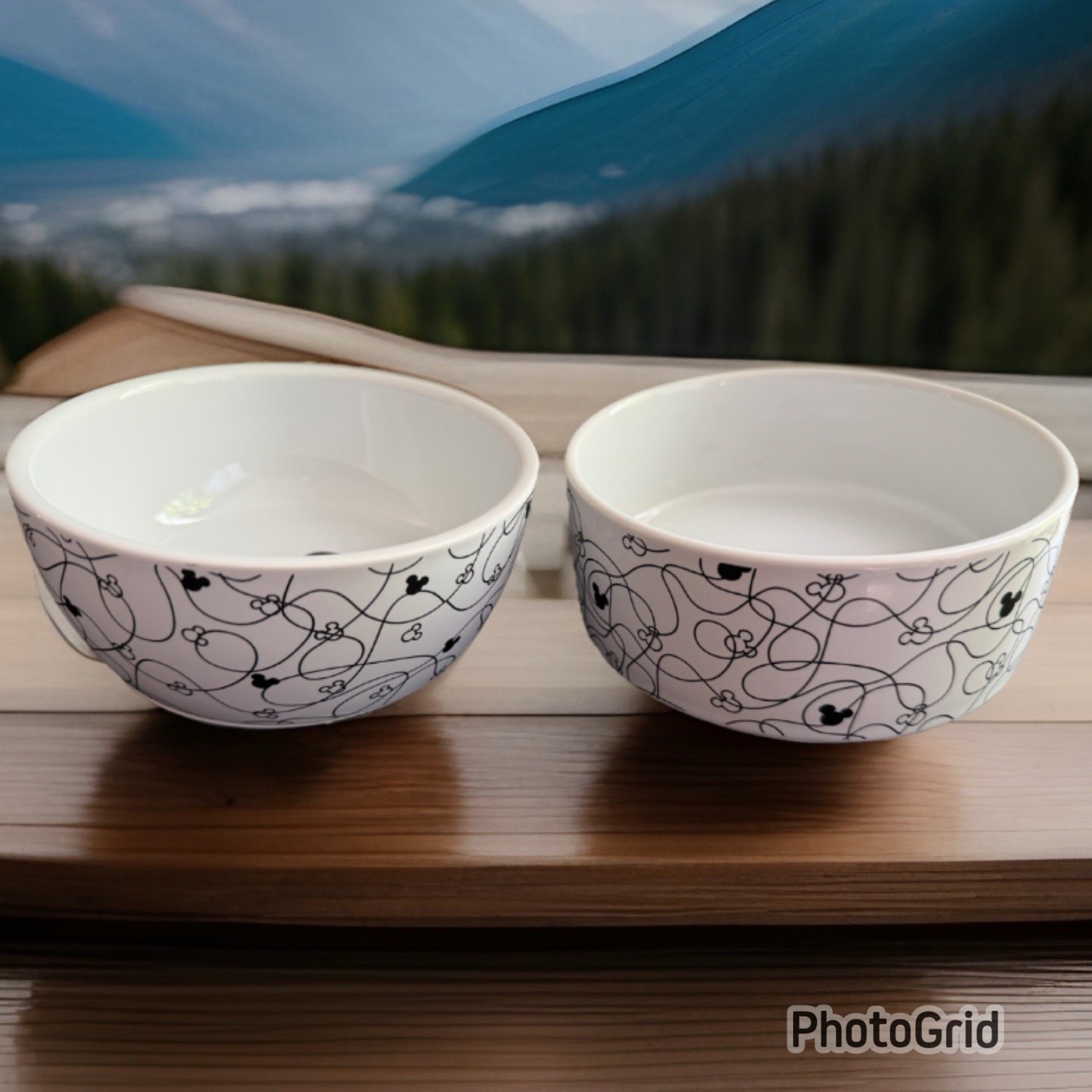 2 Disney Mickey Mouse Lines Ceramic Cat Bowl Chewy 1.25 & 1.5 Cups New In Box