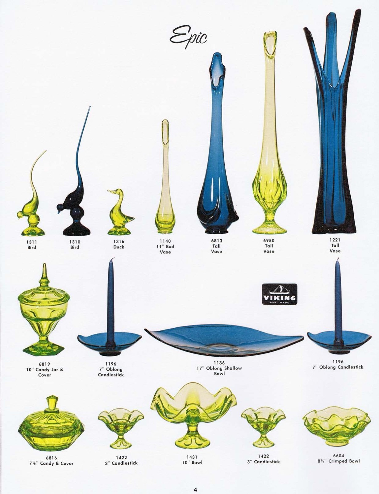 Viking Glass Co.  22 Catalogs 1960-1985 on USB drive, Swung Vases MCM