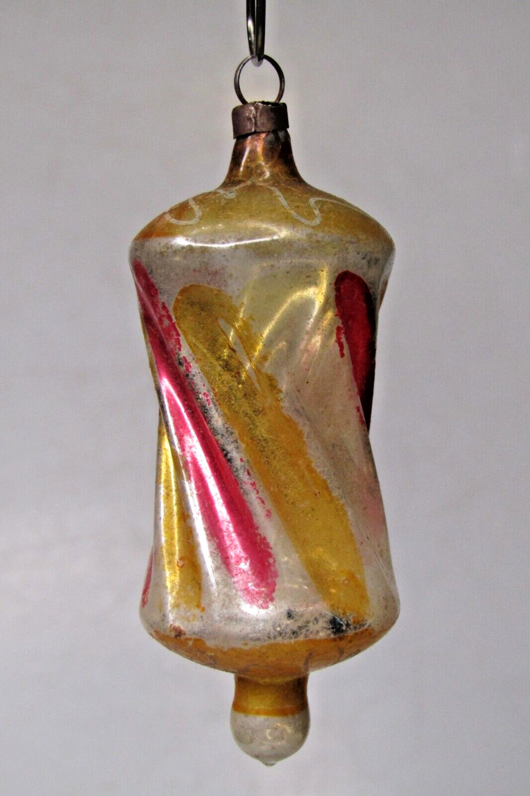 Antique Vintage Blown Glass Fluted Color DROP Christmas Ornament Germany