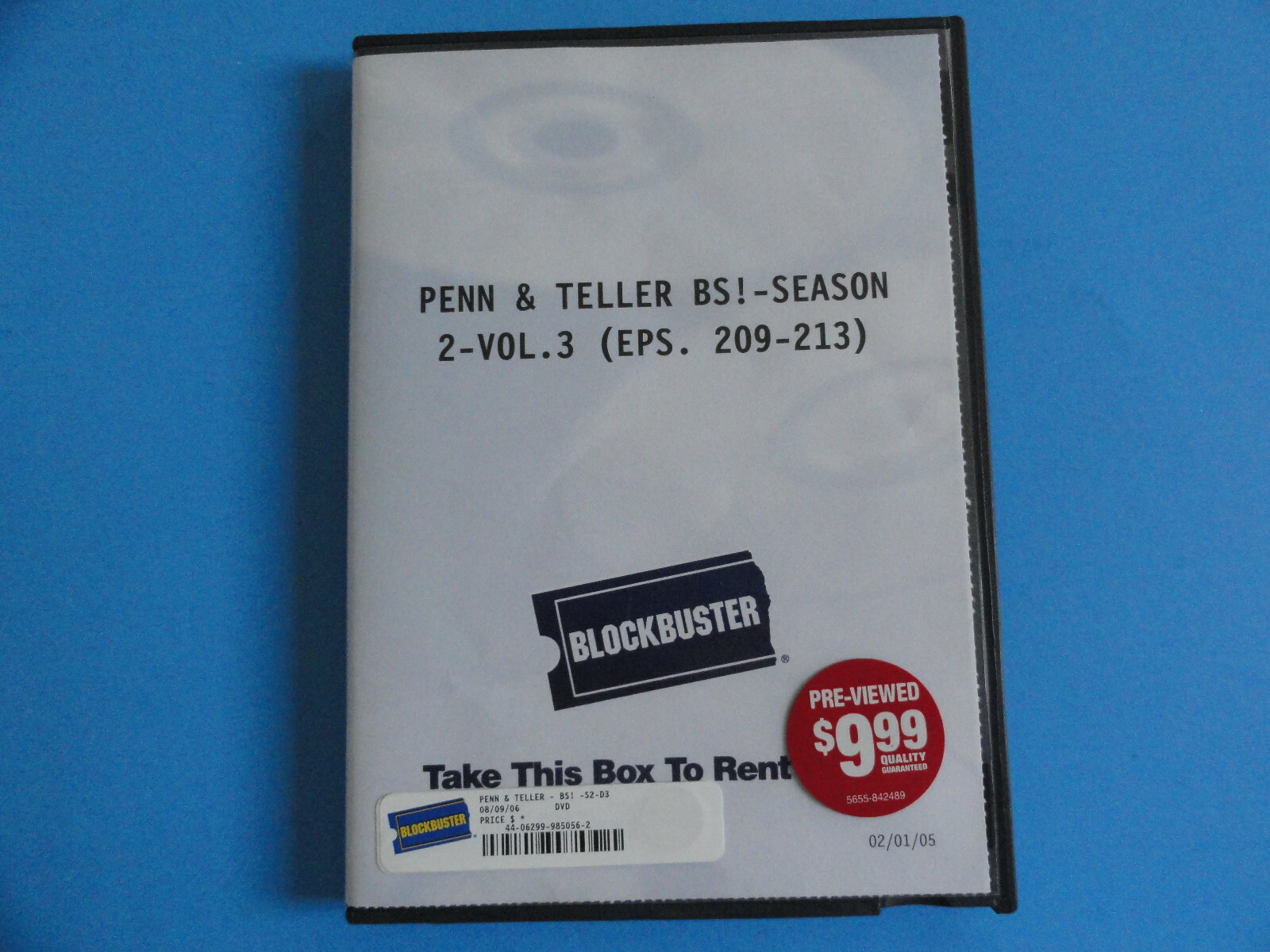 BLOCKBUSTER VIDEO STORE DVD RENTAL CASE - PENN & TELLER BS! SEASON 2 VOL.3