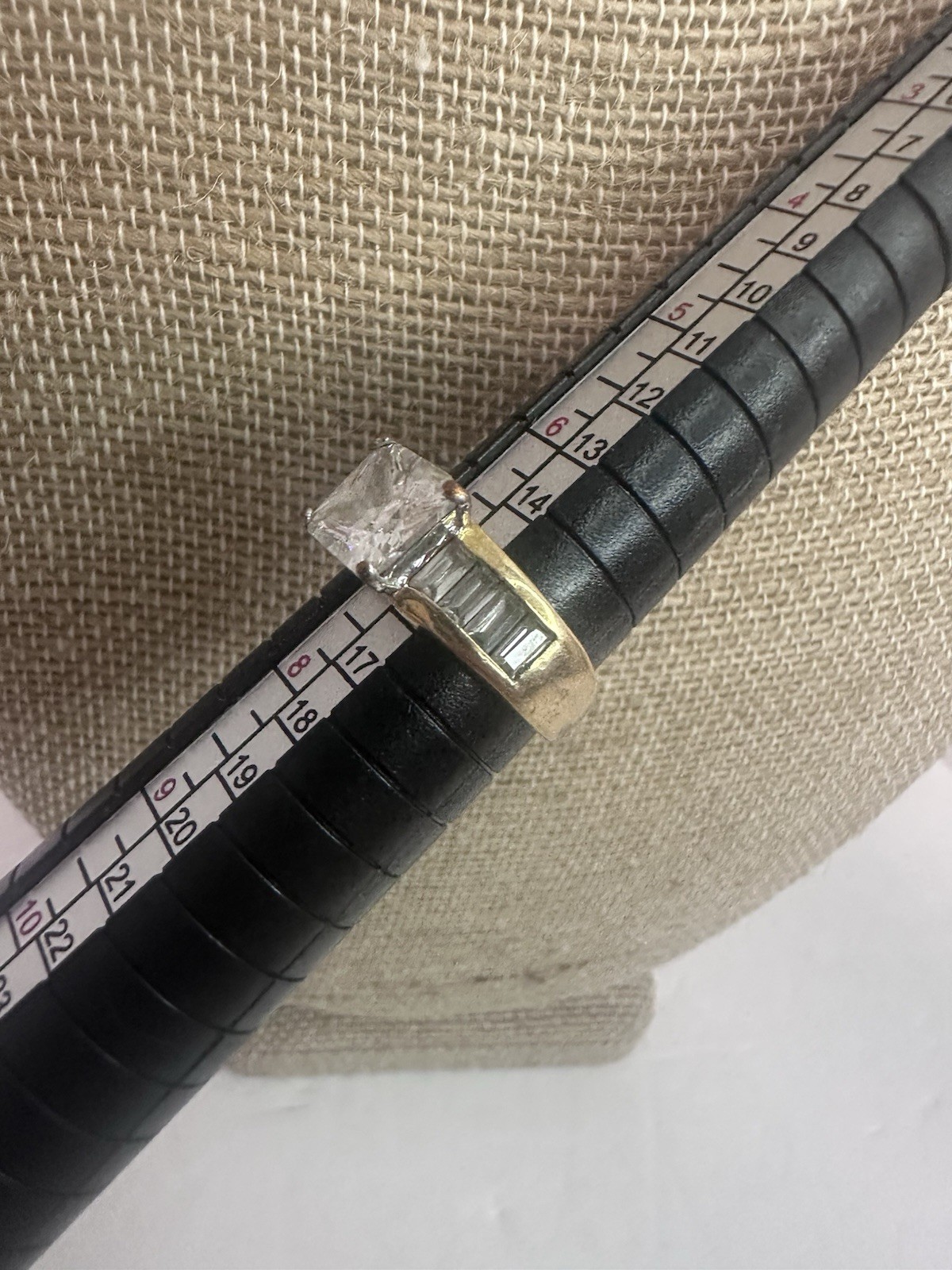 Lia Sophia square Cut rhinestone Cocktail Ring size 7 engagement goldtone