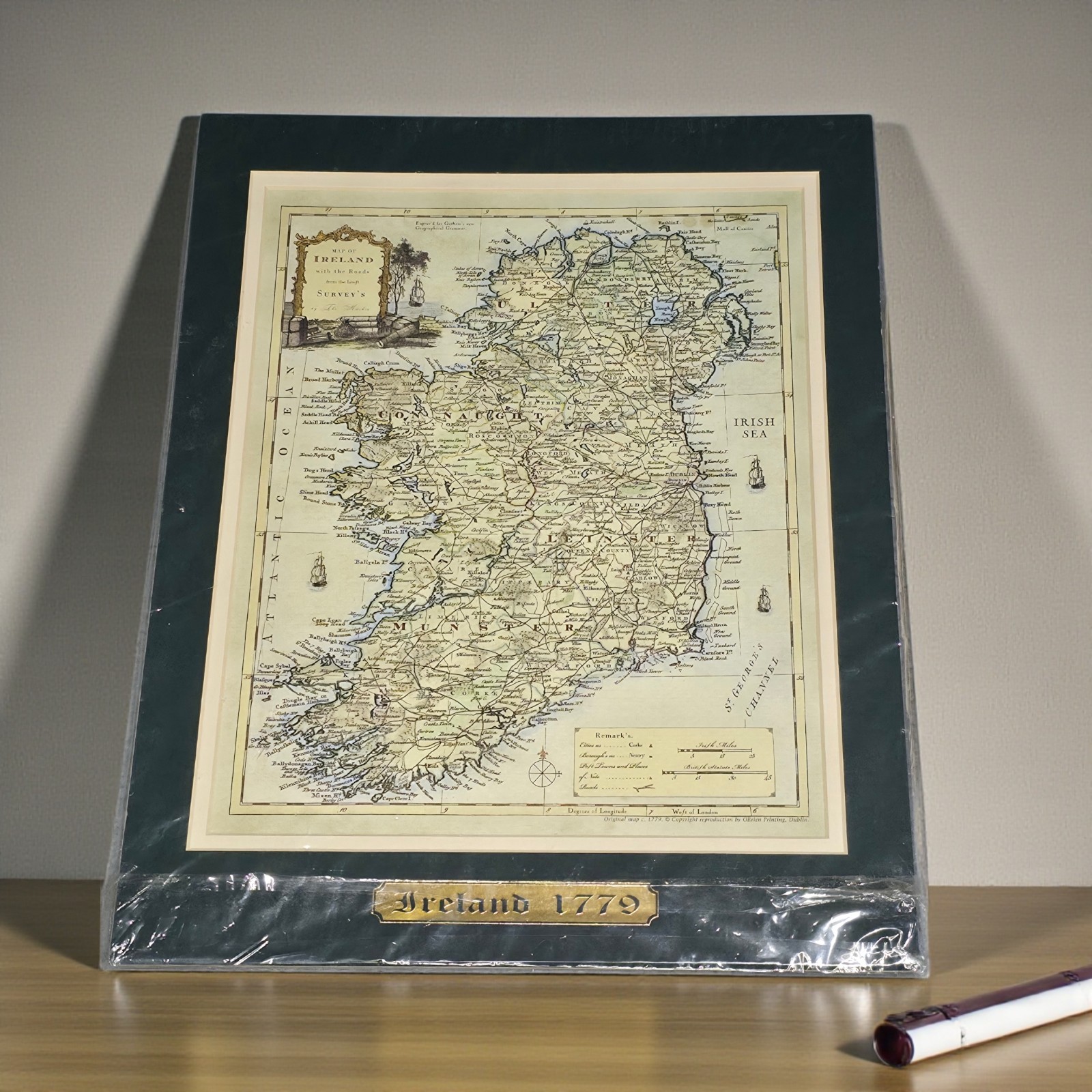 “Ancient Map of Ireland” – 1779 Style (Embossed / Raised Parchment)