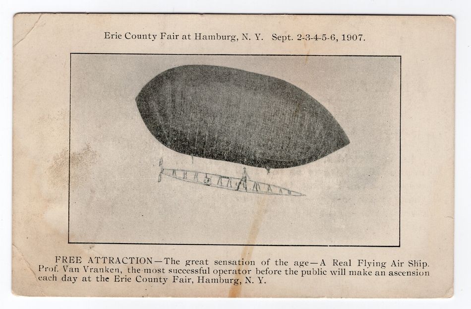 Zeppelin/Airmail Ak Air Ship on The Eric County Fair IN Hamburg Unused