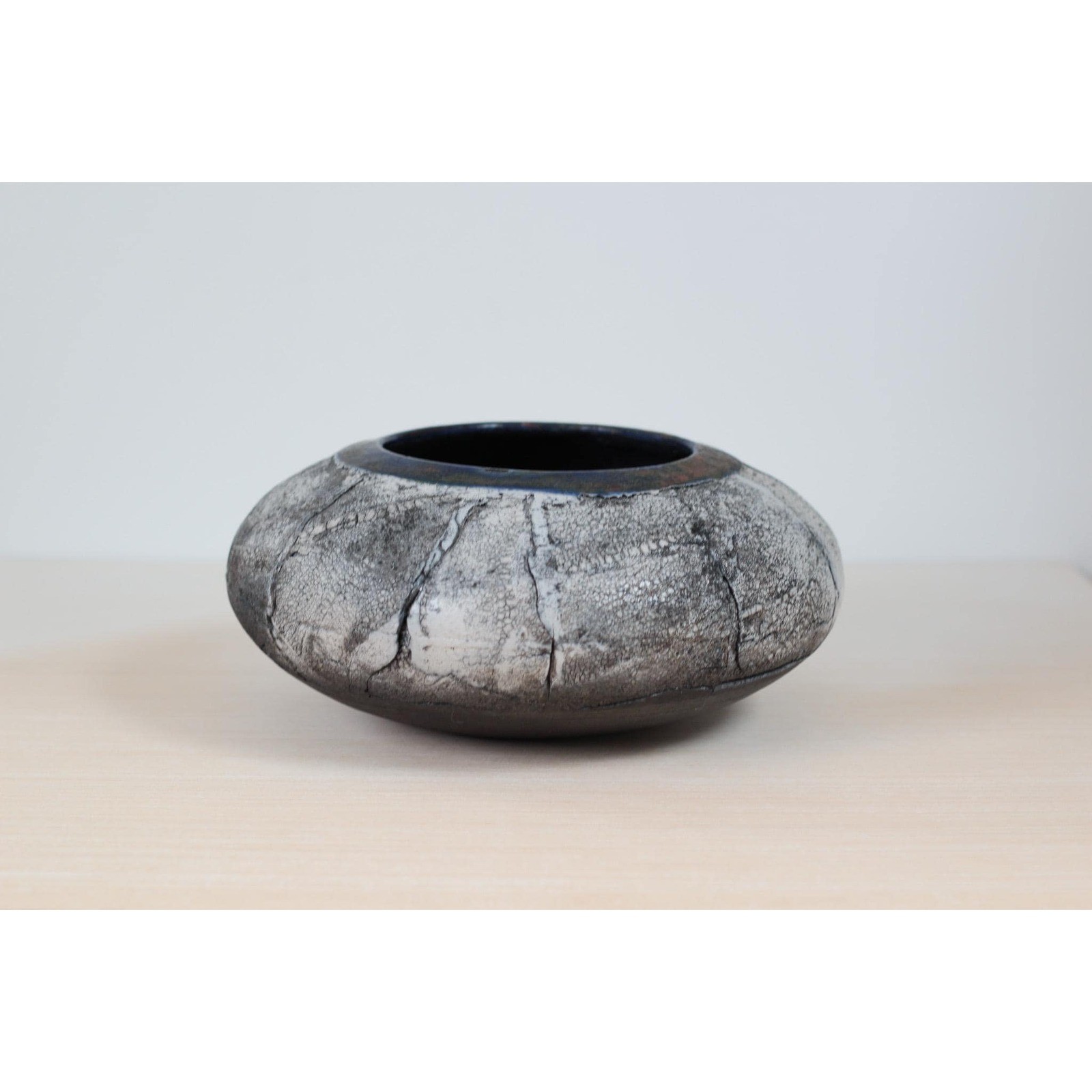 Vintage Raku Studio Pottery Sculptural Bowl Signed by Artist