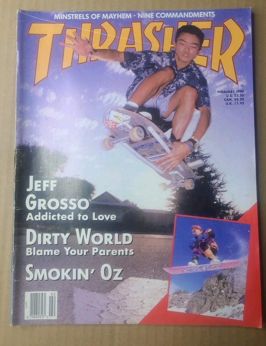 Thrasher Skateboard Magazine February 1990 - Jeff Grosso - Thrash-A-Thon -