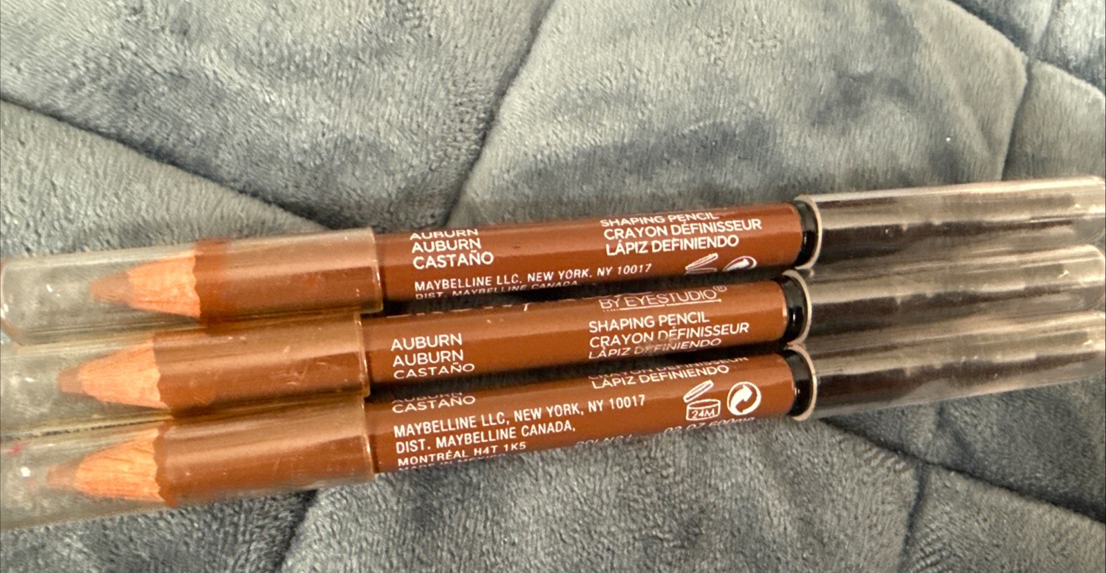 Lot of 3 Maybelline New York Brow Precise Shaping Eyebrow Pencil Auburn