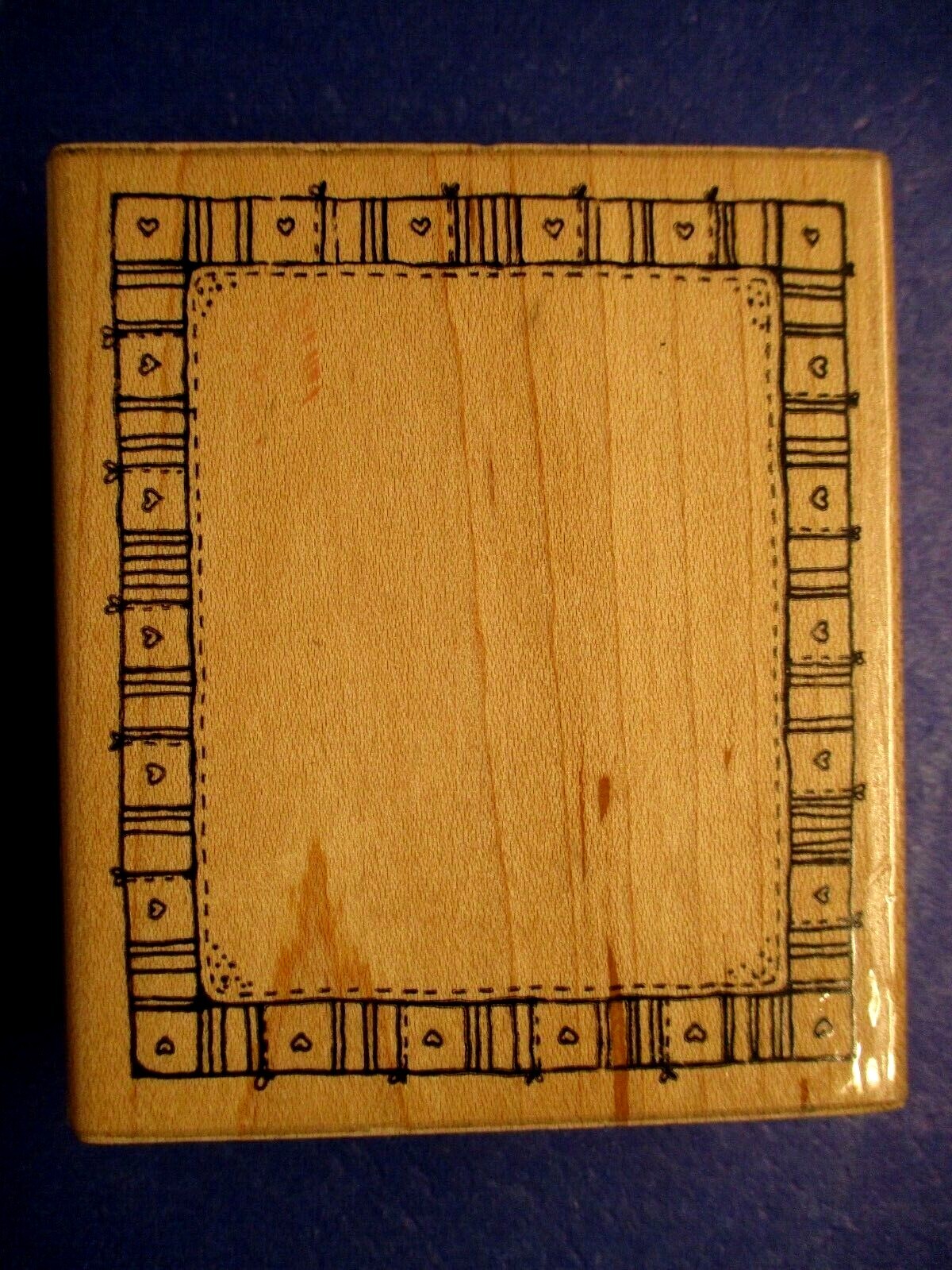 QUILTED BORDER FRAME DOTS RUBBER STAMP WOOD MTD