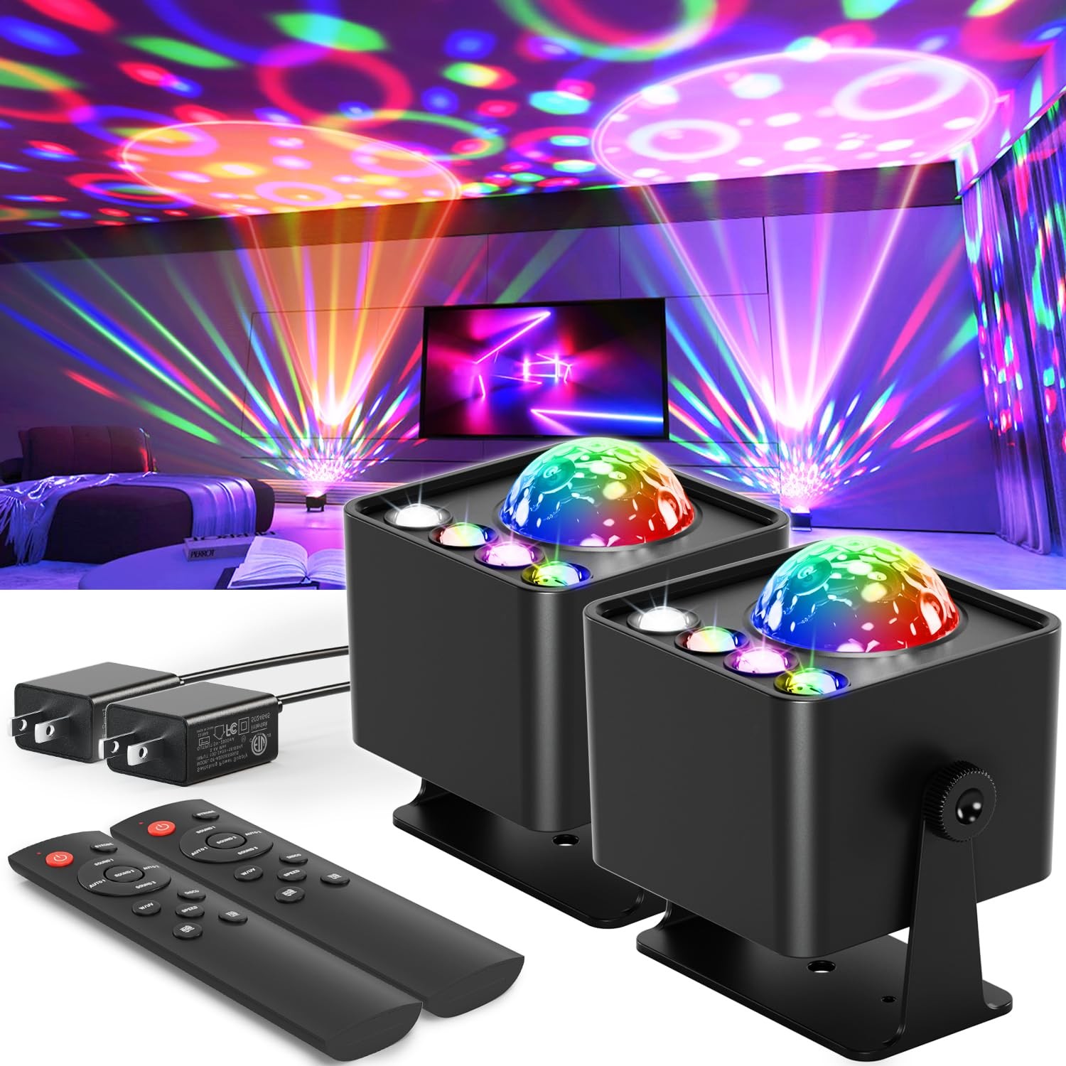 2 Pack Disco Ball Light Party Lights, LED Dj Disco Light Sunset Lamp Projecto...