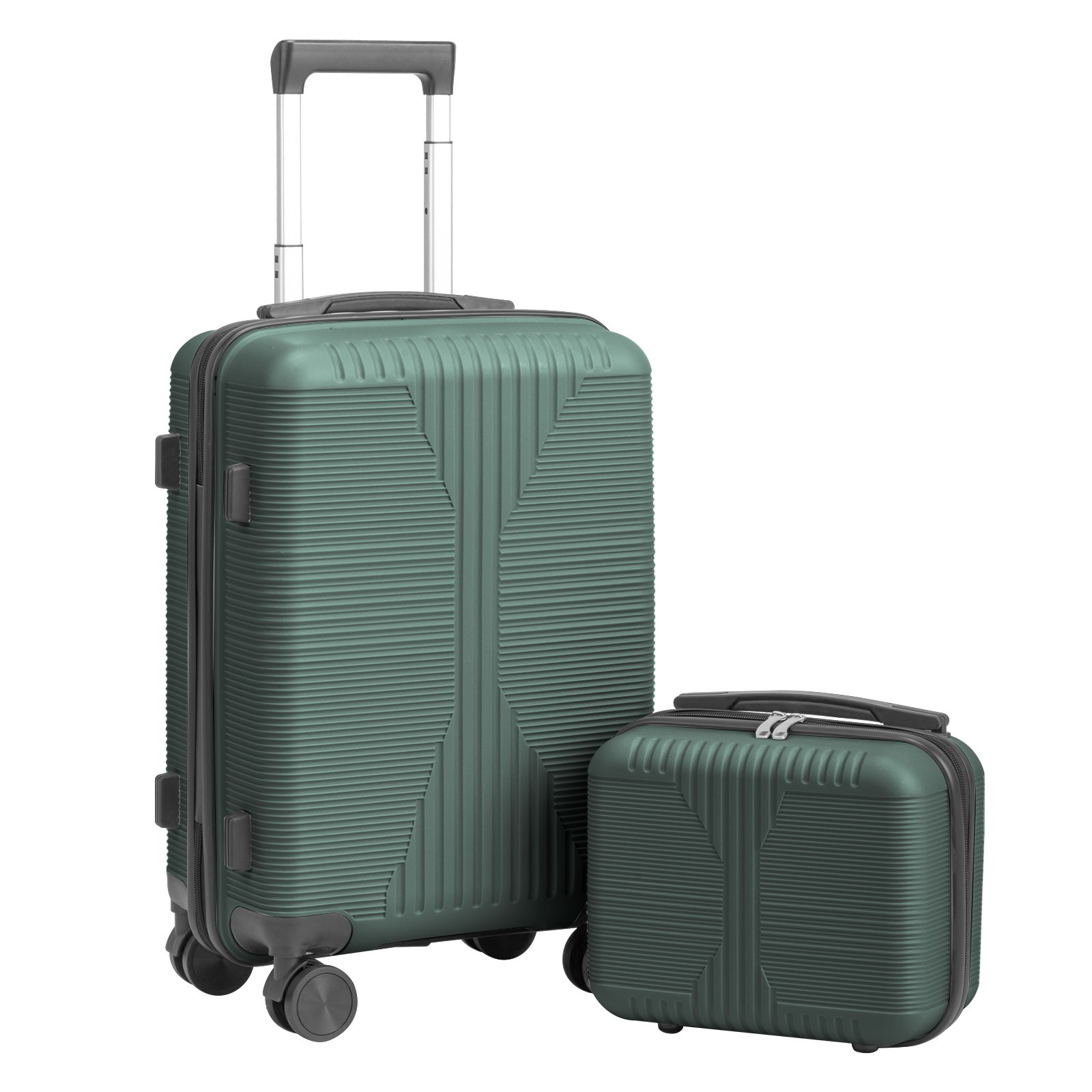 2PC PP Hardshell Luggage Set 12"+20" Dark Green Carry On Suitcase Spinner Wheels