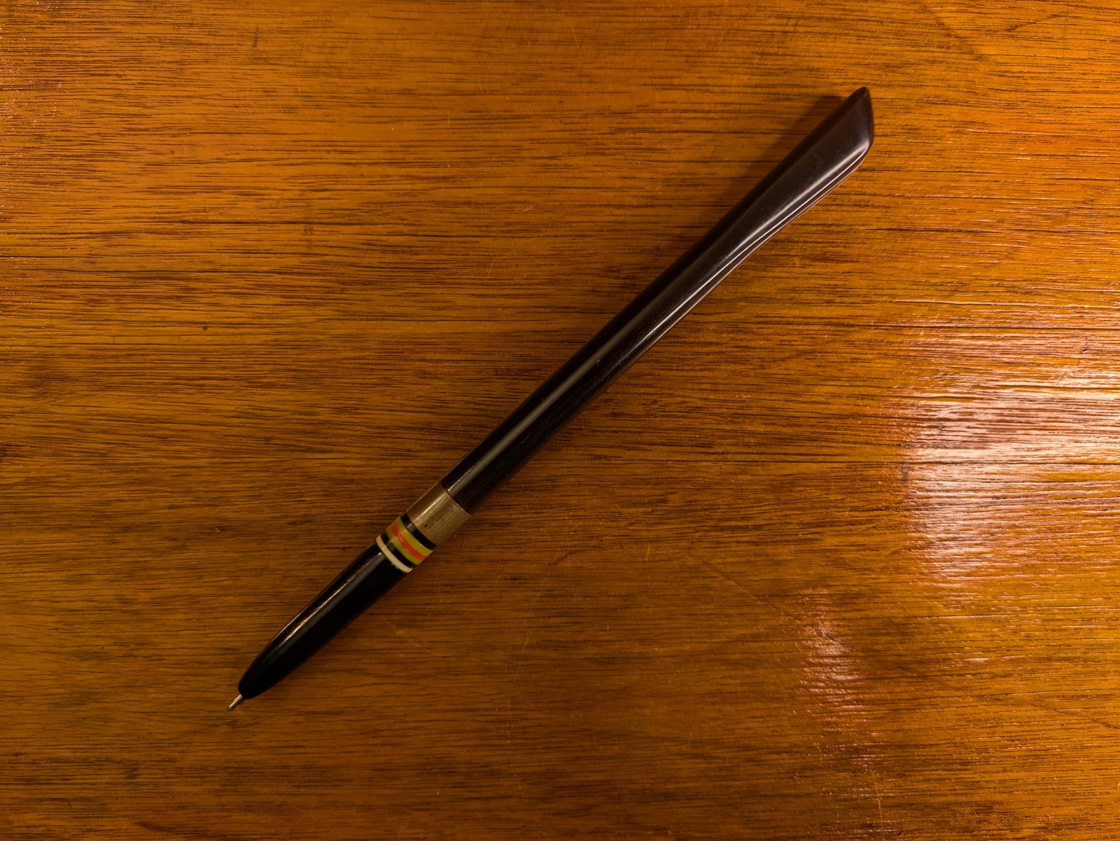 Soviet Prison m-made Ballpoint Pen – Black & Brown with Brass Band – 14cm