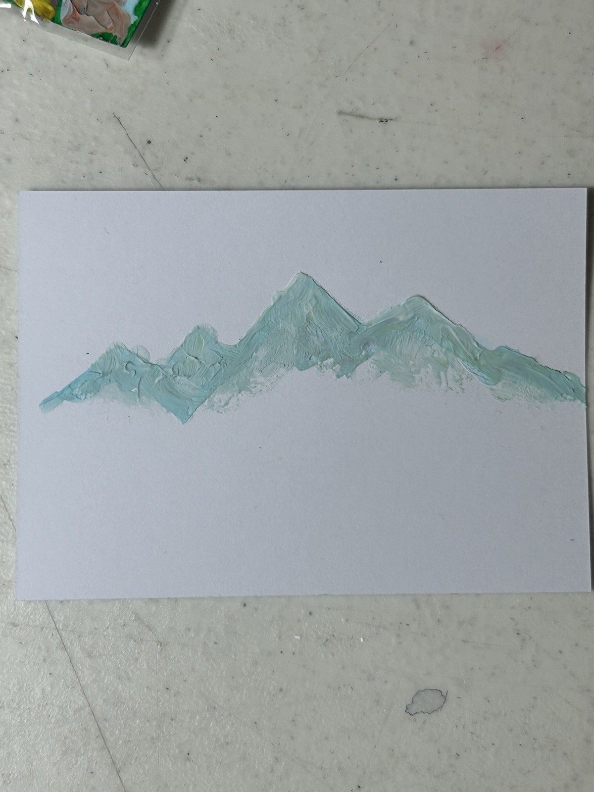 ACEO Textured 2.5x3.5 Mixed Media Whimsical Mountain Top Landscape