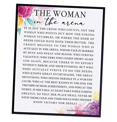 Daring Greatly Man/Woman In the Arena Positive Quote Wall Decor 8"L x 10"W