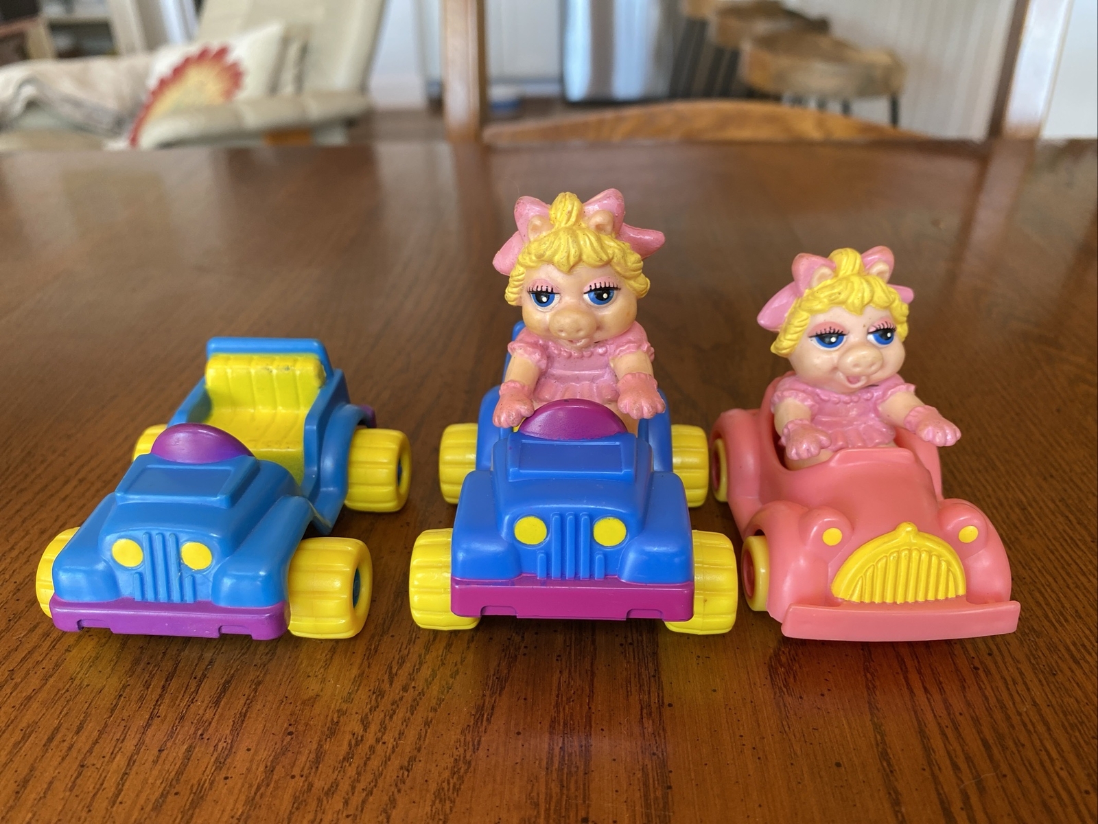 Vtg Lot Muppet Babies MISS PIGGY CAR Figure 1986 McDonalds 1988 Replacement Cars