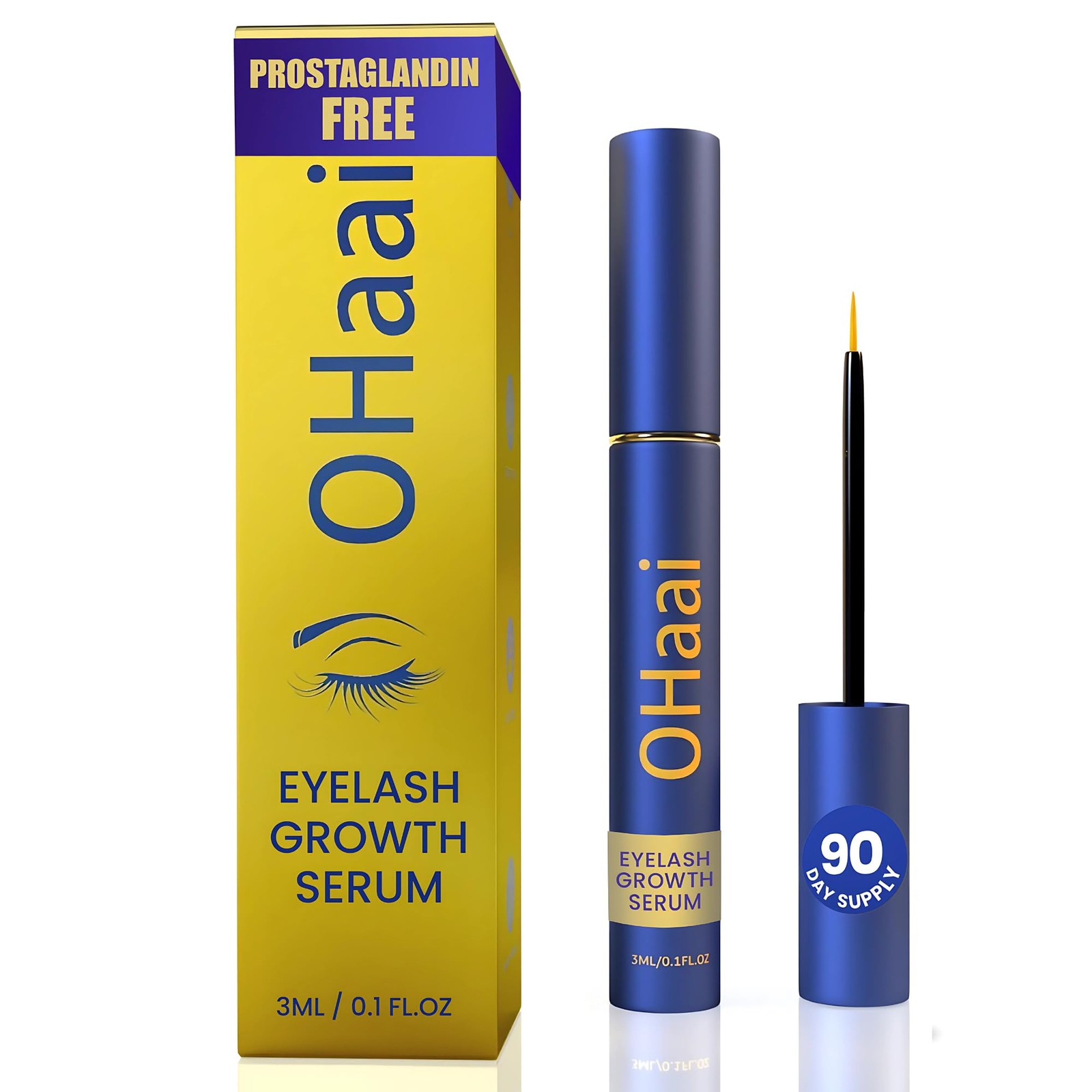 Prostaglandin-Free Eyelash Growth Serum for Thicker Longer Fuller Gold 