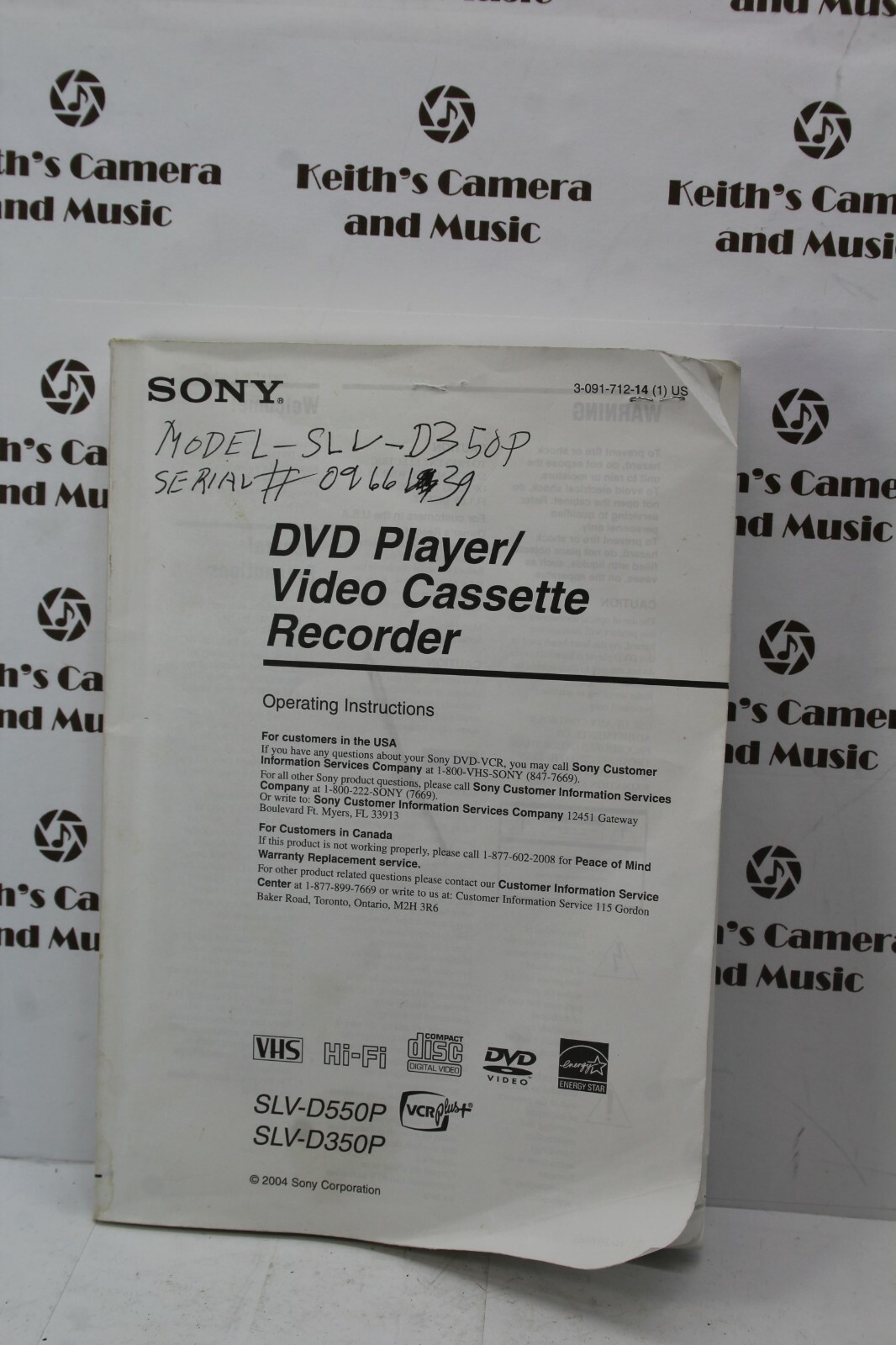 Sony DVD Player VideoCassette Recorder SLV D550P D350P Instruction OWNERS MANUAL