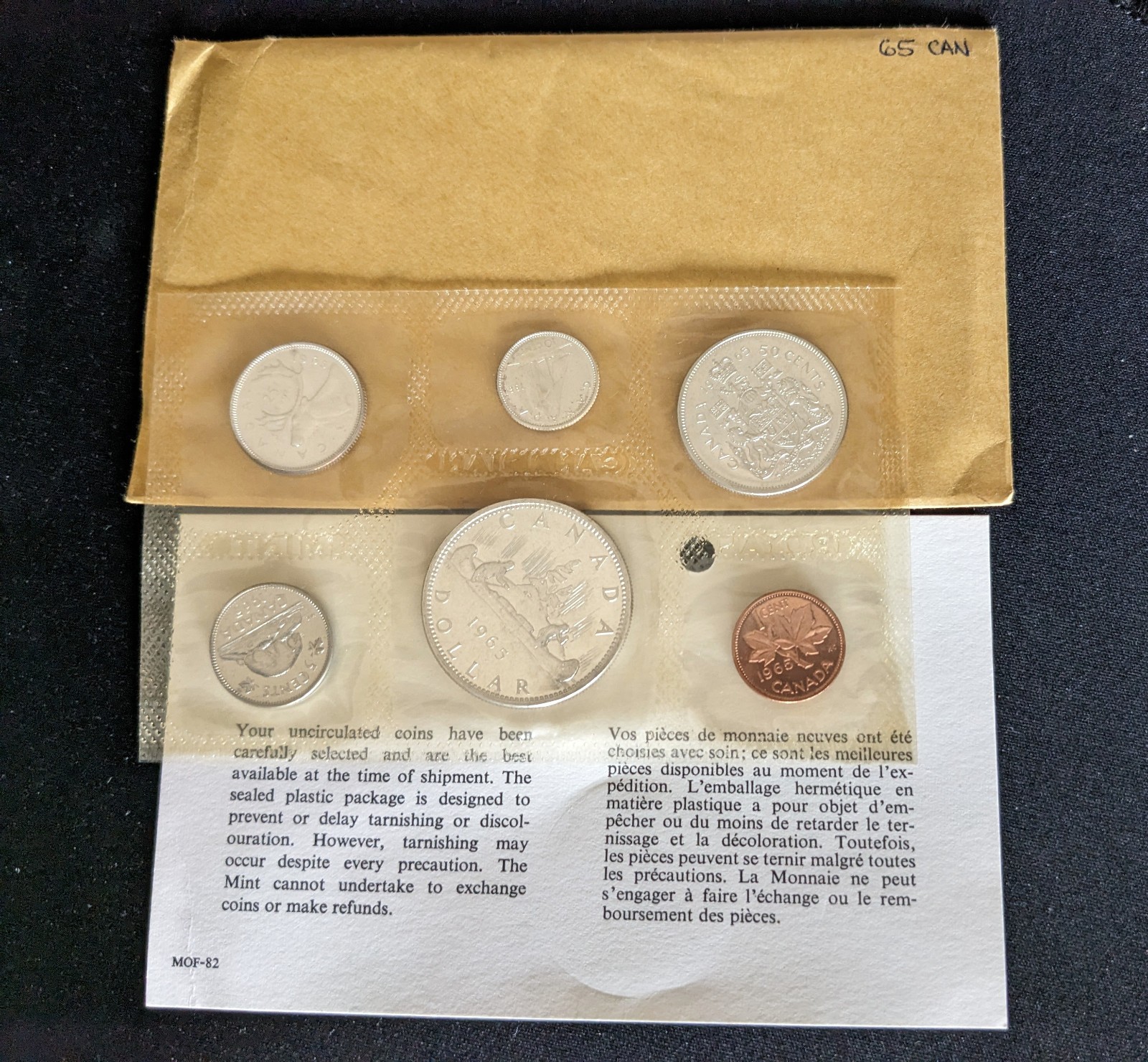 1965 Canada Proof-Like Set -Royal Canadian Mint Sealed - Original Envelope w/COA
