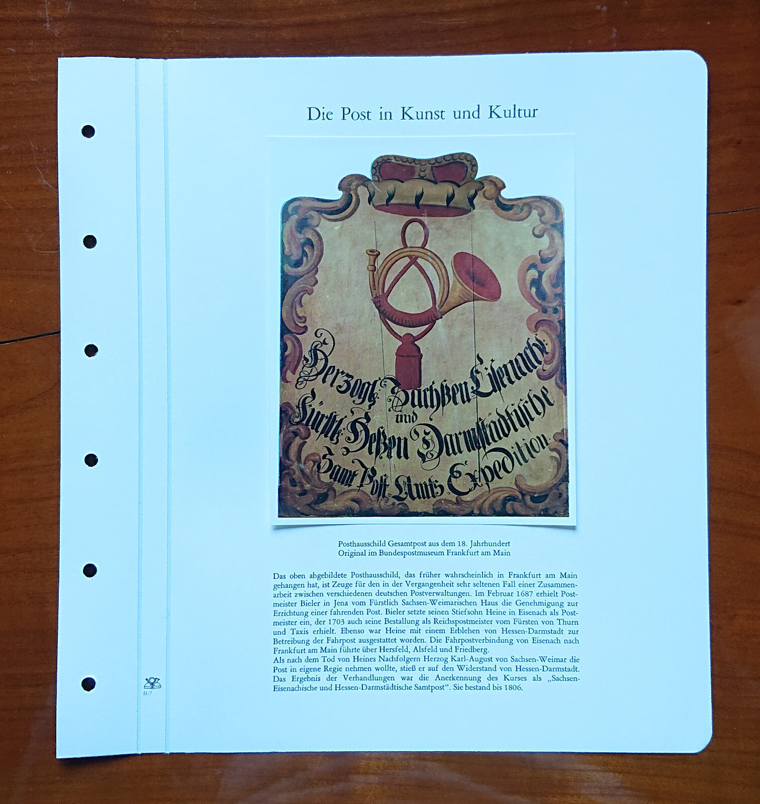 Vordruckblatt the Post Art & Culture Posthausschild Gesamtpost 18. Century