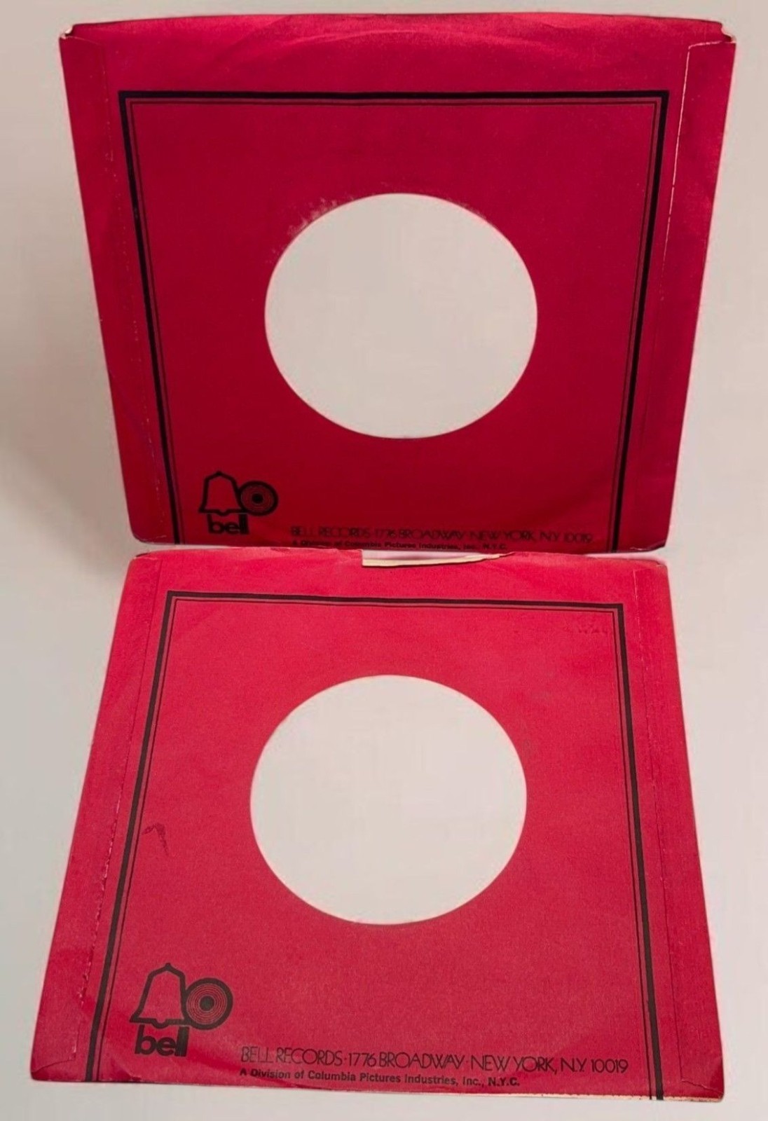 Bell Records Company Paper Sleeve Lot 45 RPM Vinyl Red Black Logo Columbia (2)