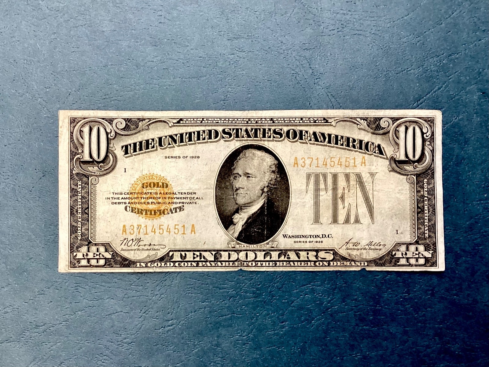 1928 $10 UNITED STATES GOLD CERTIFICATE -FR 2400 - WOODS/MELLON cd