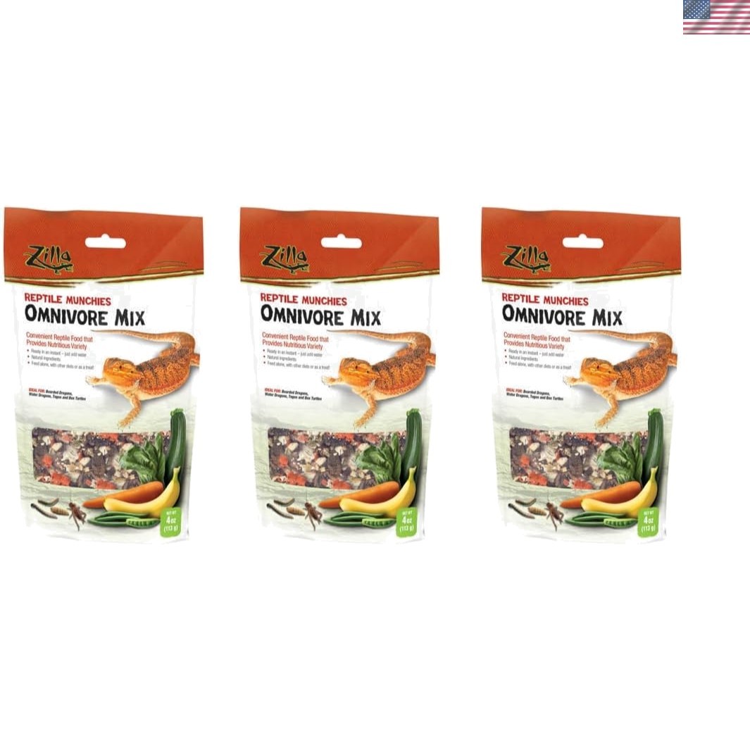 3 PACK FREEZE DRIED REPTILE MUNCHIES OMNIVORE MIX 4 OZ 3 BAGS FOR A TOTAL OF ...