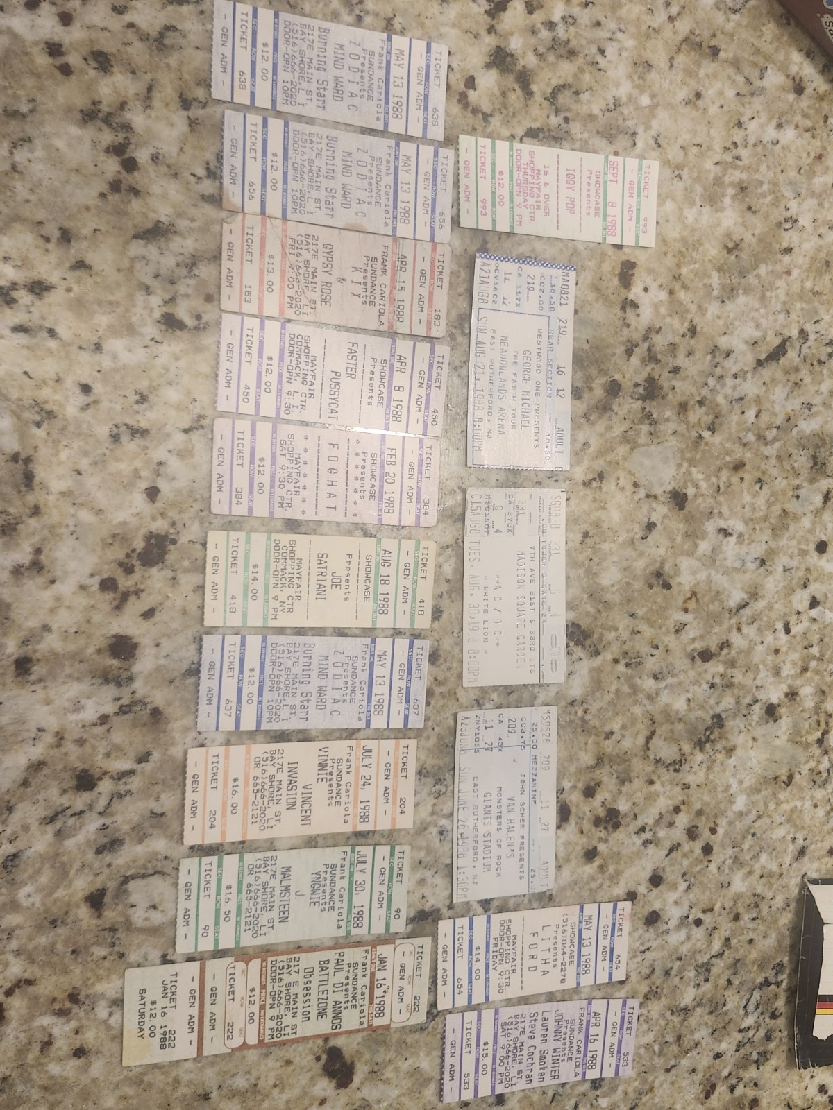Vintage Concert Tickets 1988 Rock Bands New York/long Island lot 16 tickets 