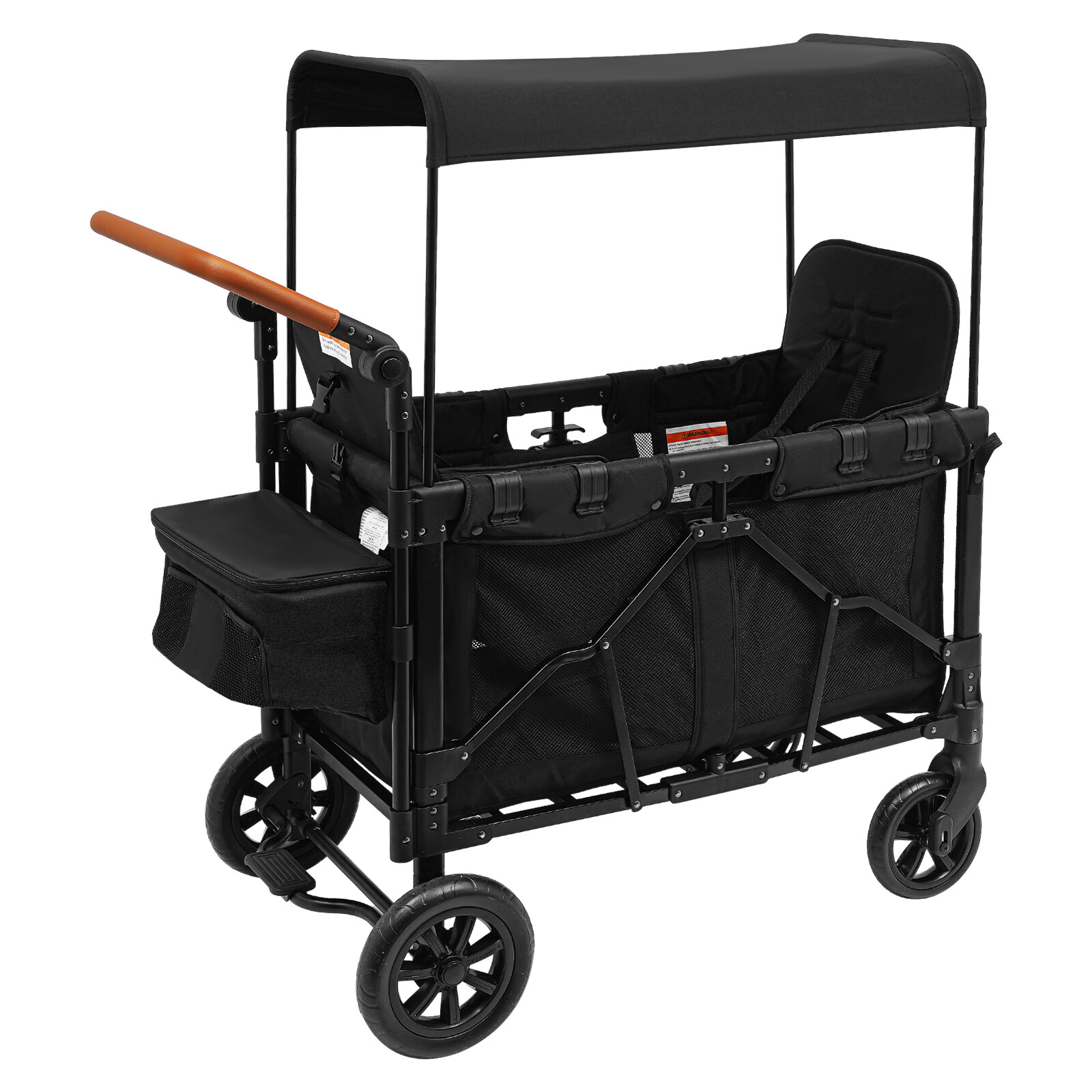 2-Seat Stroller Wagon with 5-Point Harnesses, Kids Wagon Stroller with Sunshade