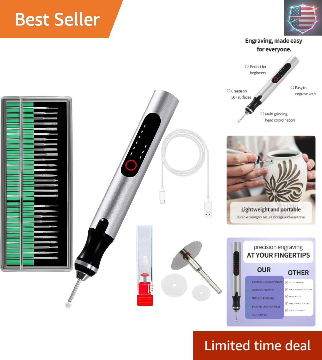 Wireless Kit - Precision Tool for Artists & DIY | Engrave Jade, Wood, Metal, ...