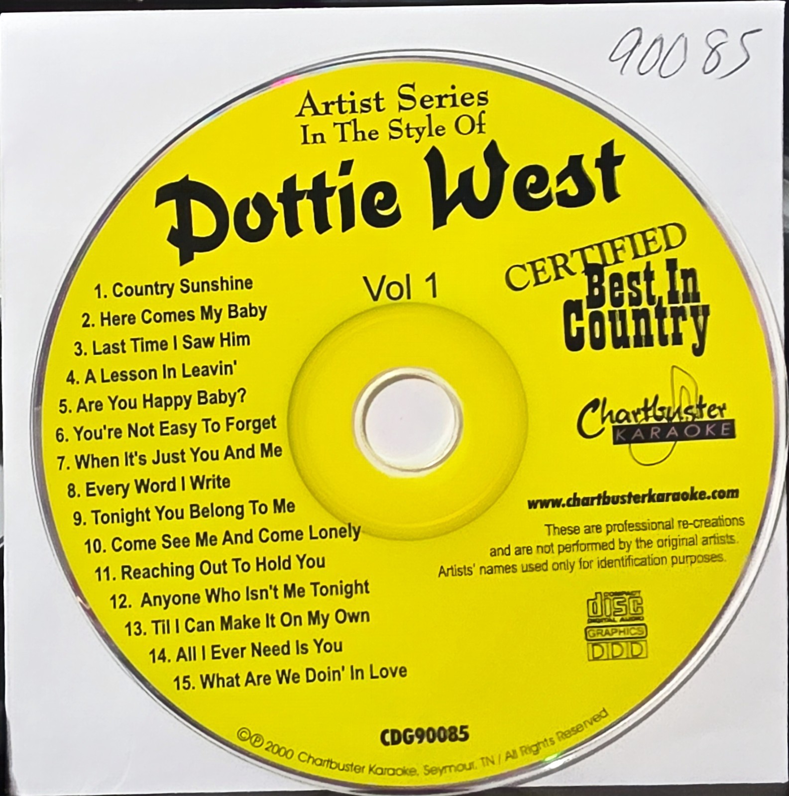 90085 DOTTIE WEST      CHARTBUSTER  KARAOKE CDG  LOT LONG DRIVE