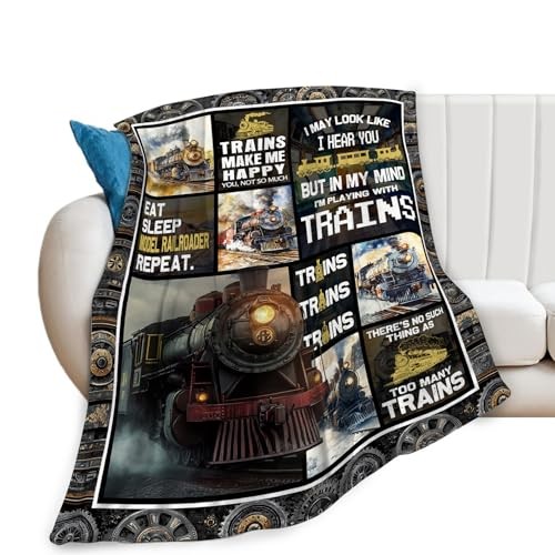 Train Blanket Train Throw Blankets Cozy Fleece Flannel Stuff 40"x50" Trains