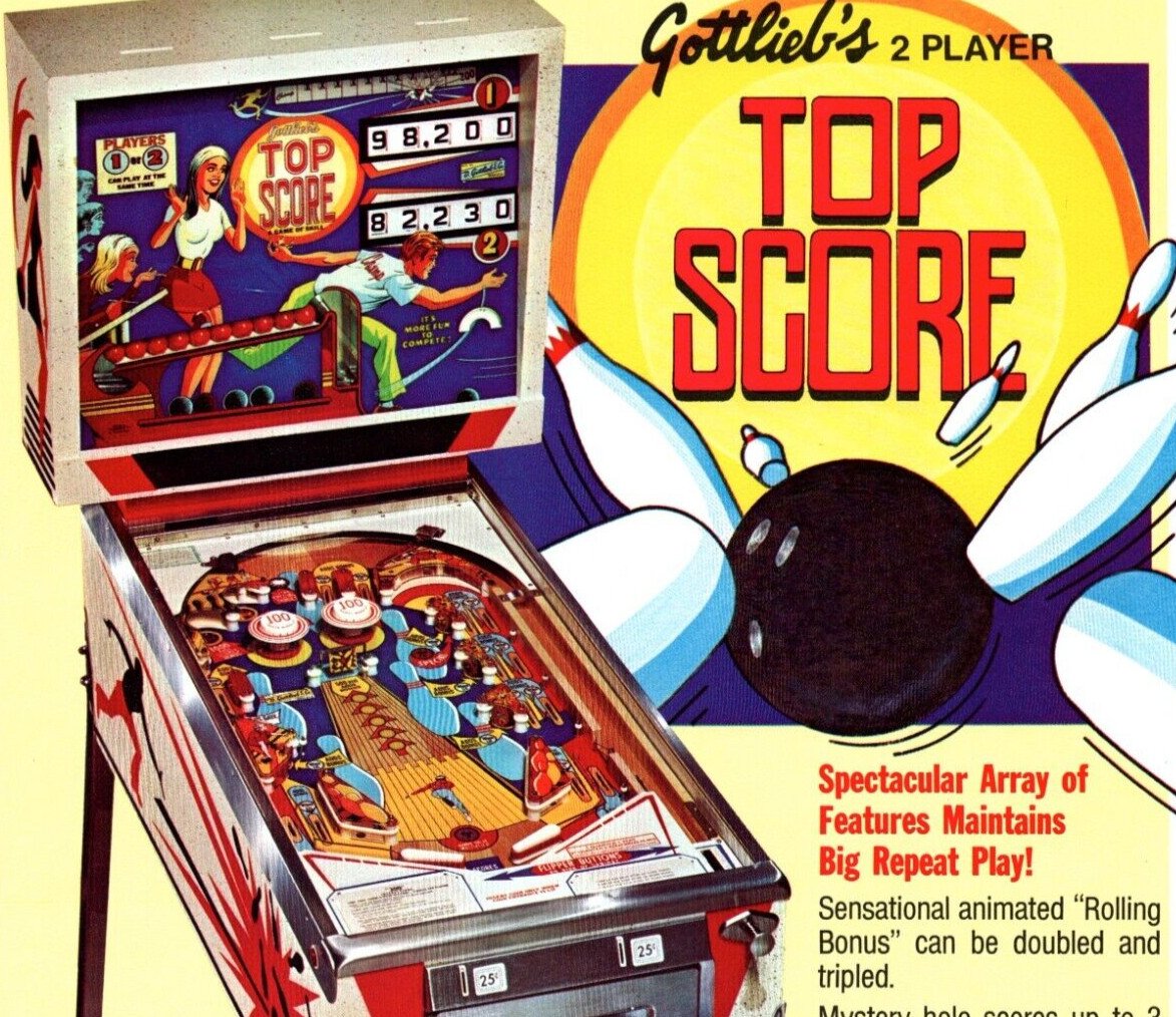 Rare Gottlieb Bowling Pinball Video Game Arcade Flyer Ad 8x11  Original 1970s