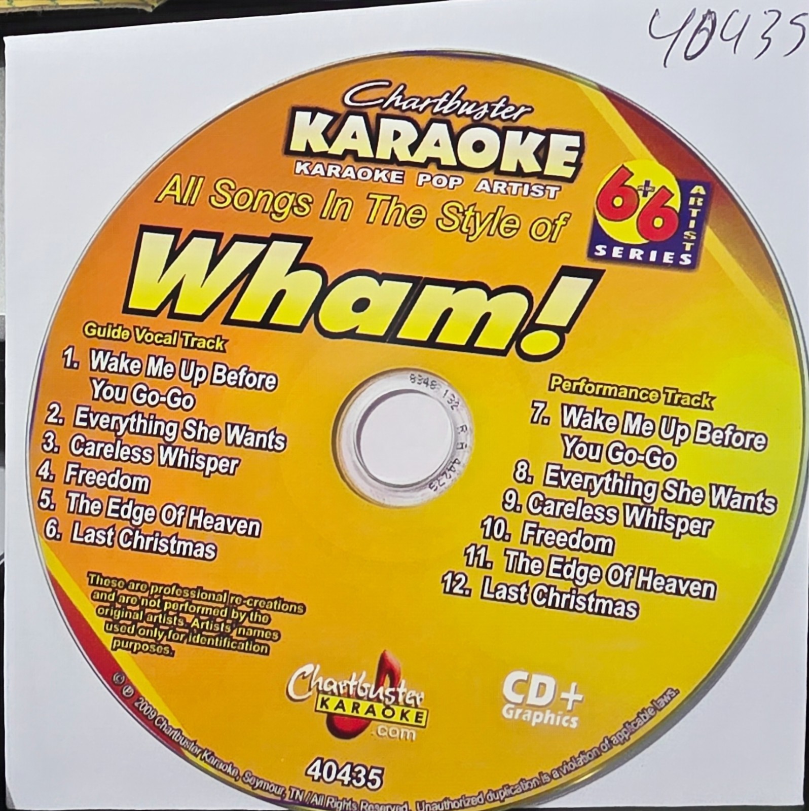 40435 WHAM    CHARTBUSTER  KARAOKE CDG  LOT LONG DRIVE