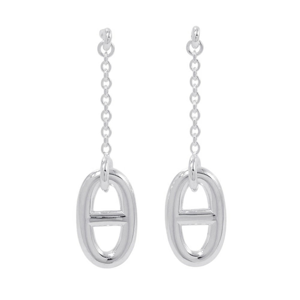 HERMES Chain D Ancre Flandore Earrings MM Earrings SV925 Silver HERMES Jewelry