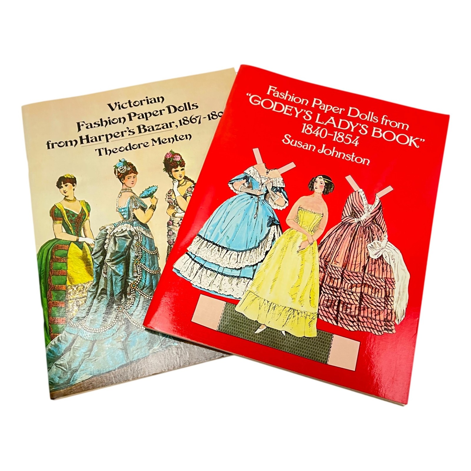 Victorian Paper Doll Books Lot 2 Harpers Bazar & Godeys Ladys 19th Century Uncut