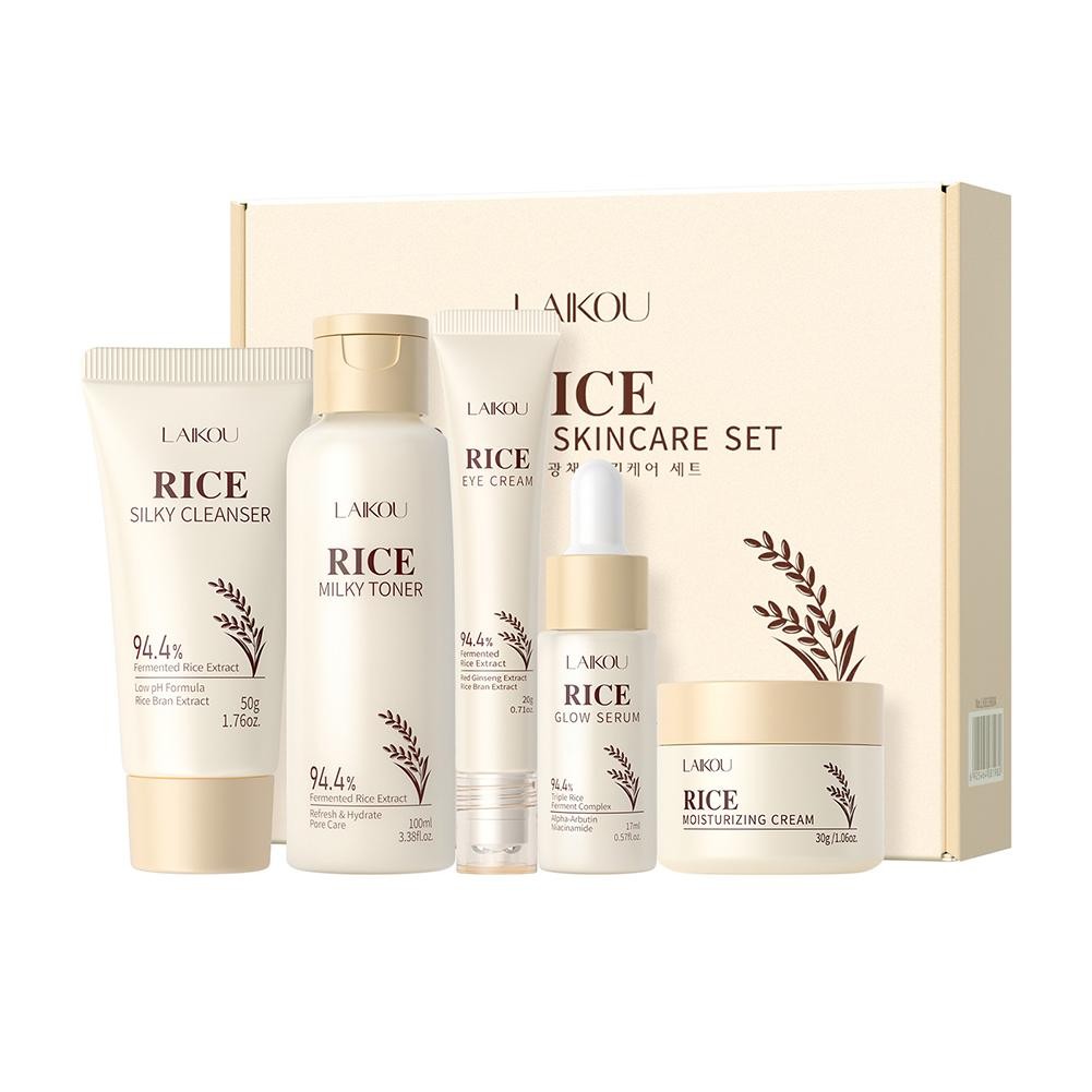 Rice Skin Care Sets Kits Five-piece Facial Skincare Set Travel -friendly G PLM