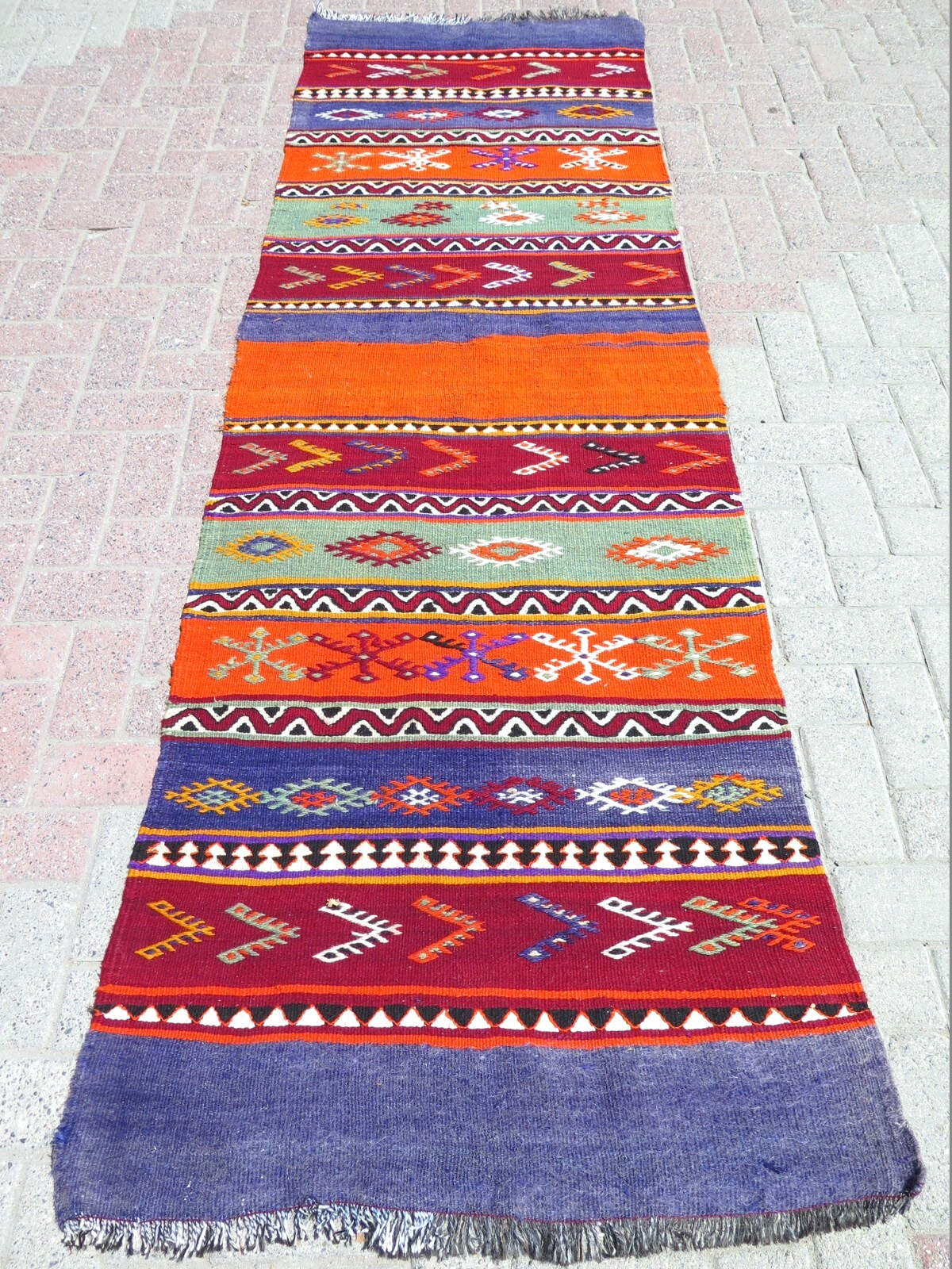 Rugs Runner, Turkish Kilim Runner, Hallway Corridor Stairs Long Carpet 32x105"