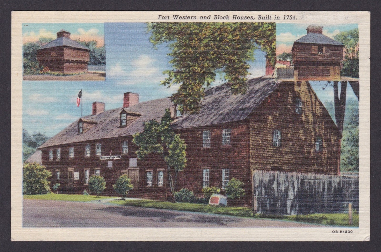 Postcard, United States, Augusta ME, Fort Western And Block Houses